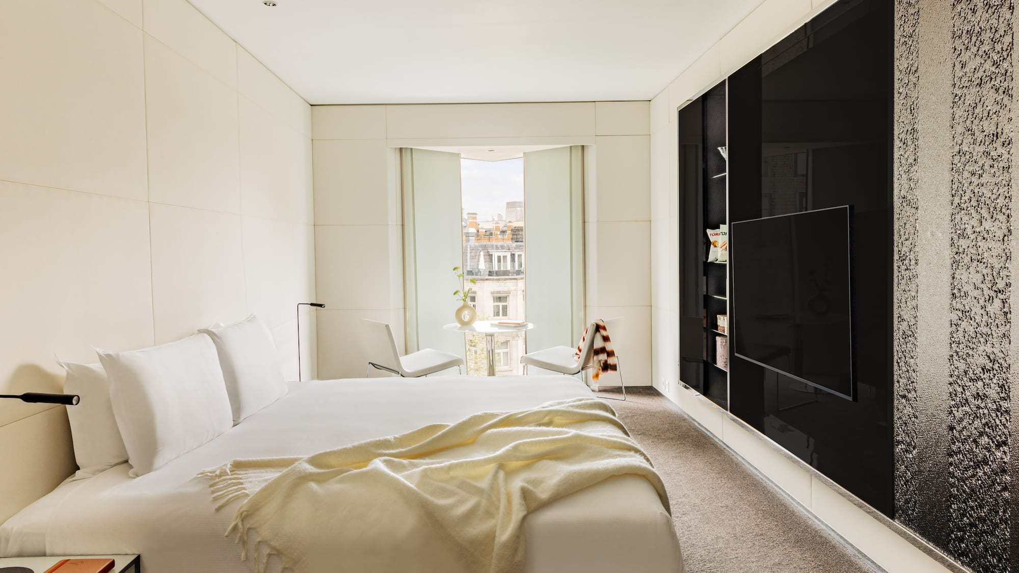 a white bed in a room