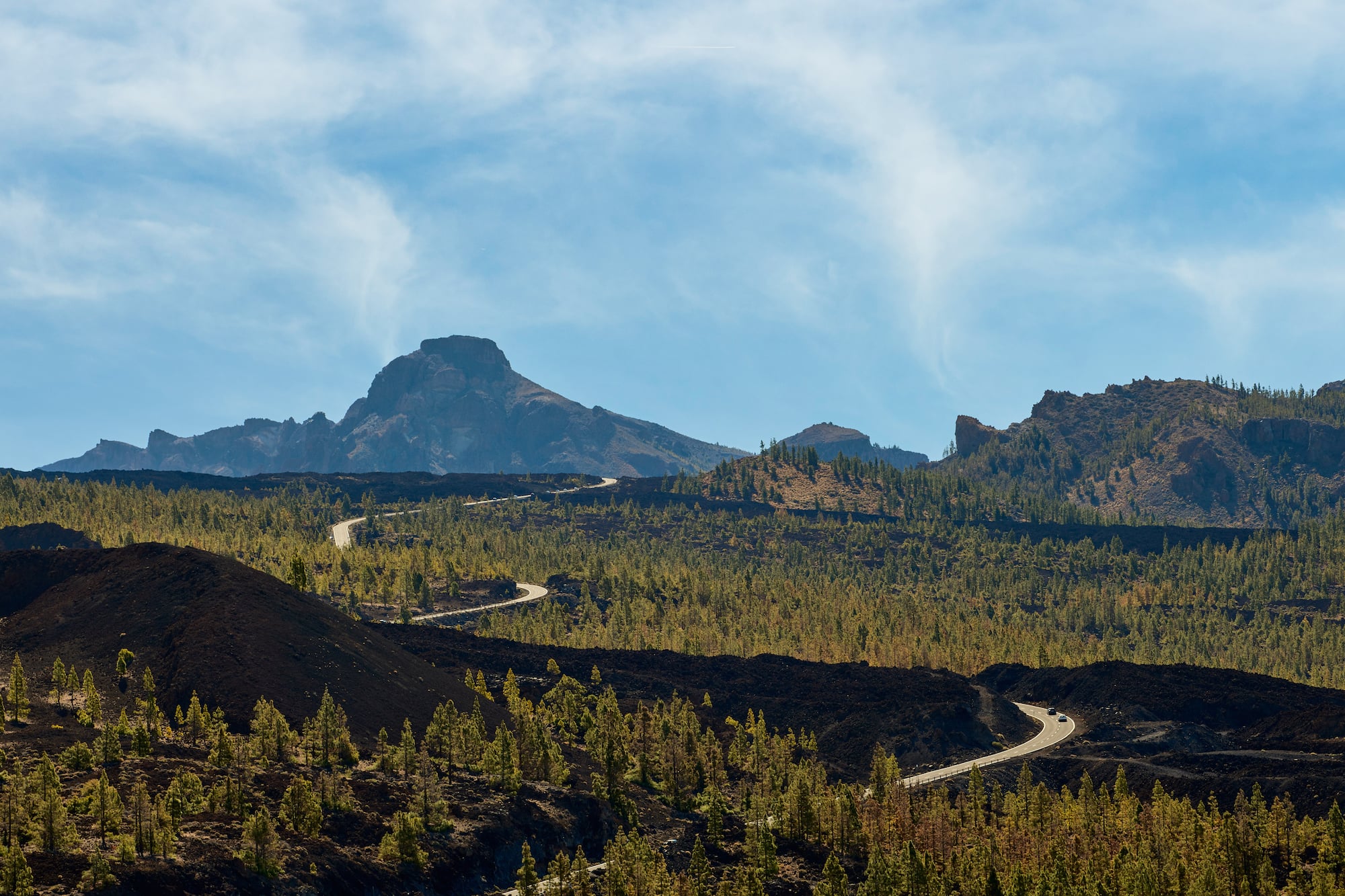 a road through a valley