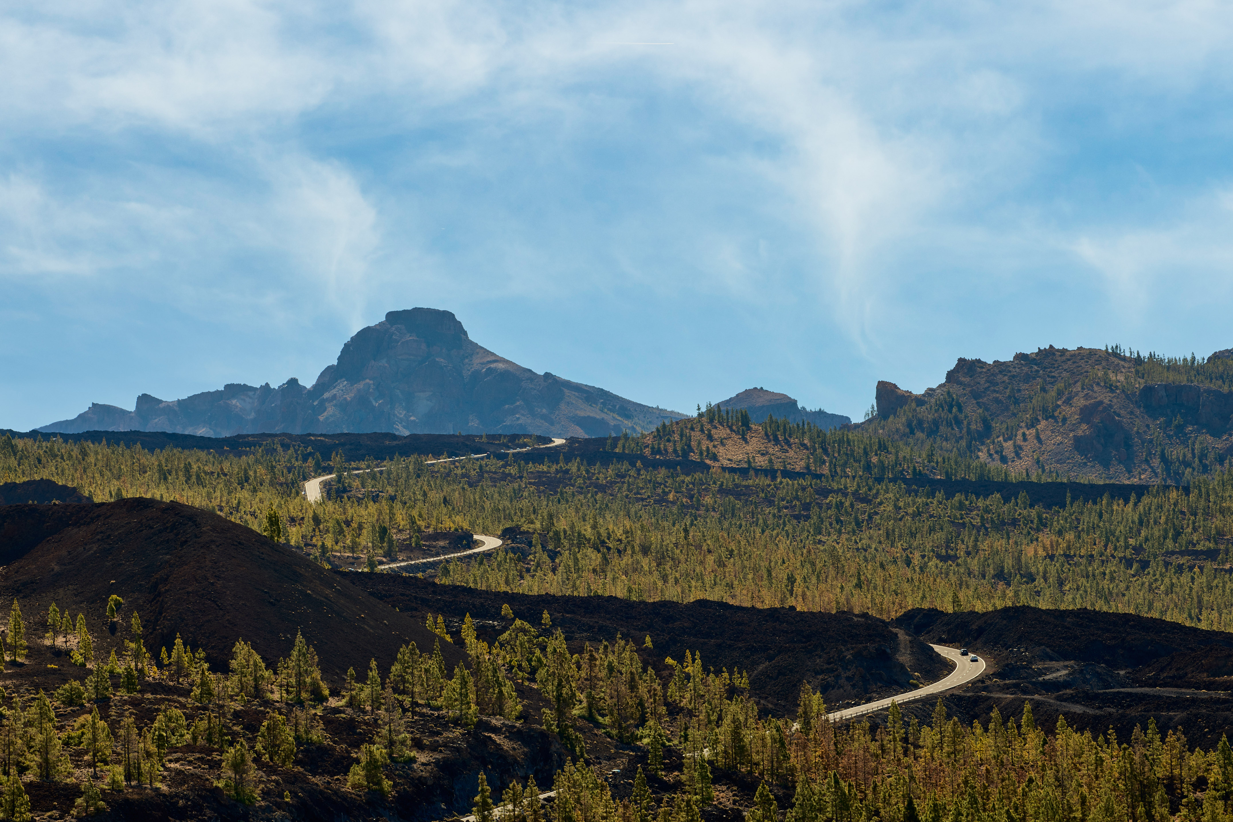 a road through a valley