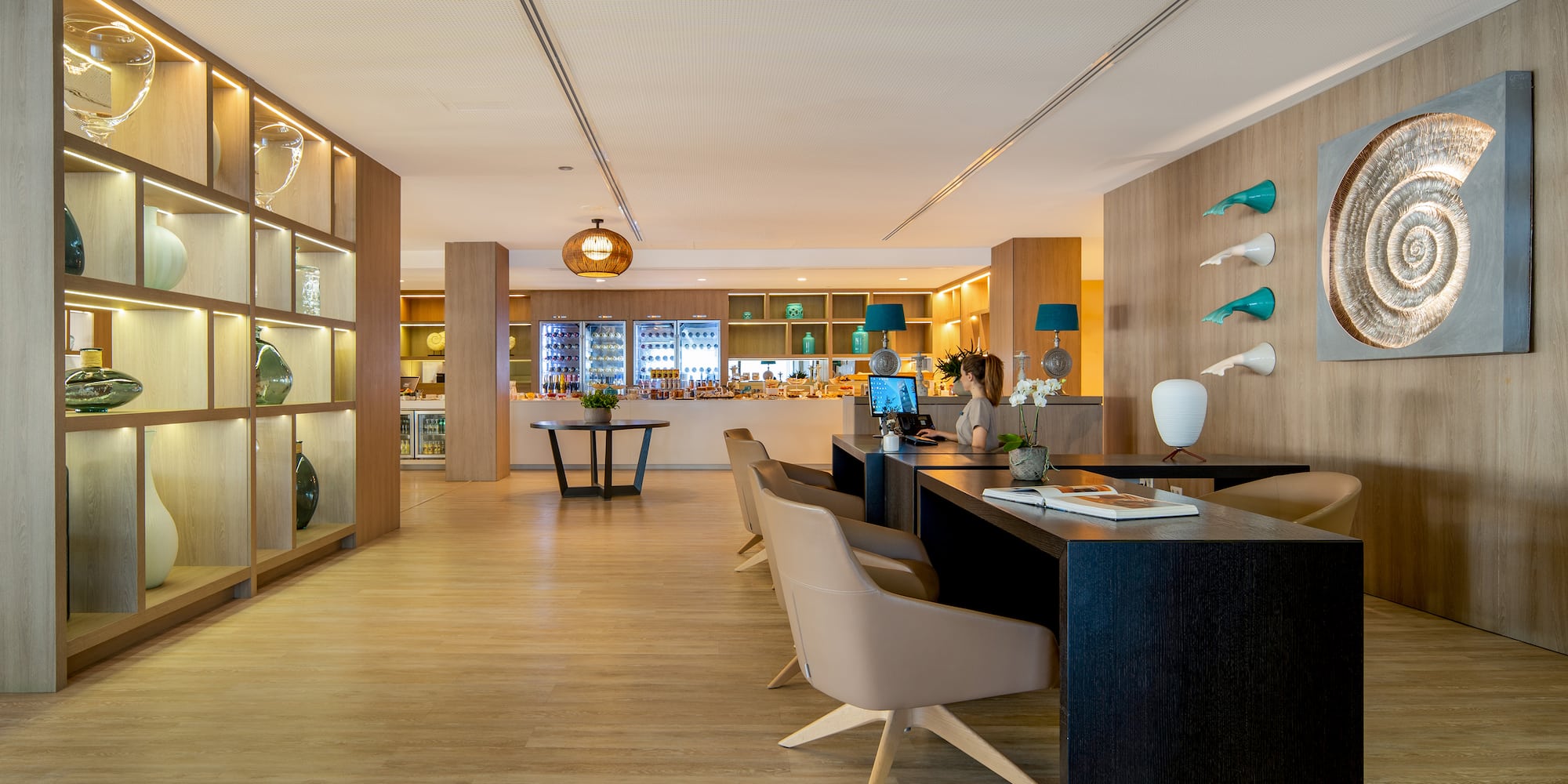 a room with a table and chairs