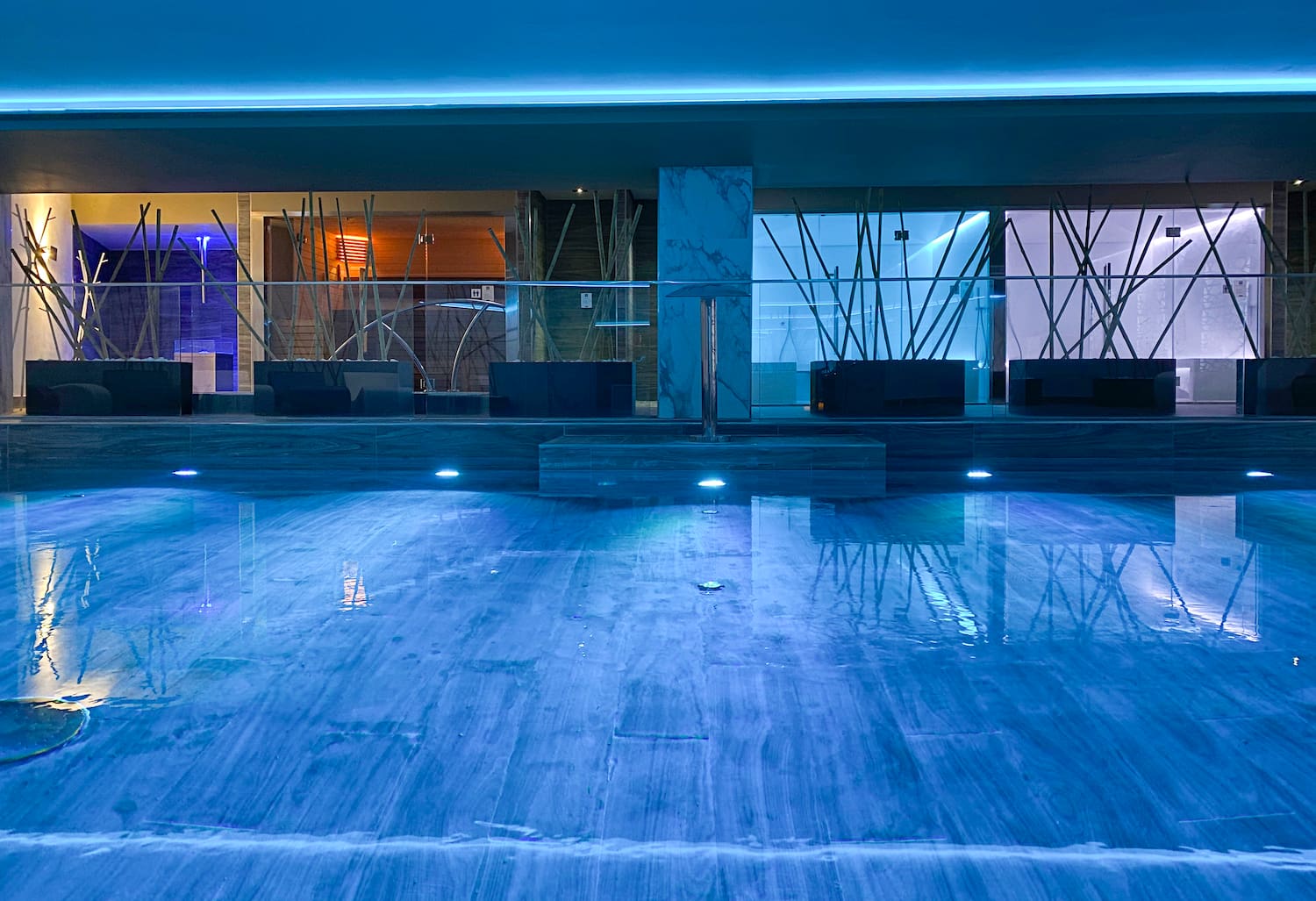 a pool in a building