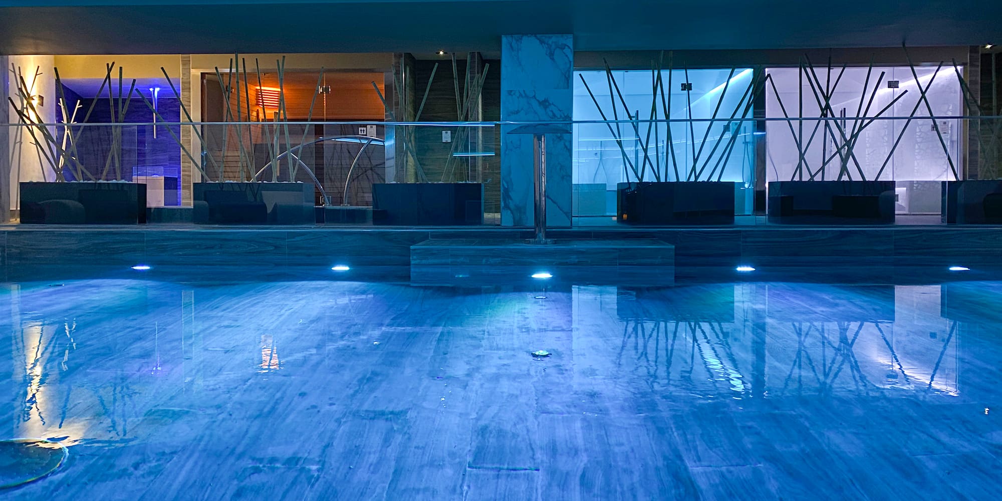 a pool in a building