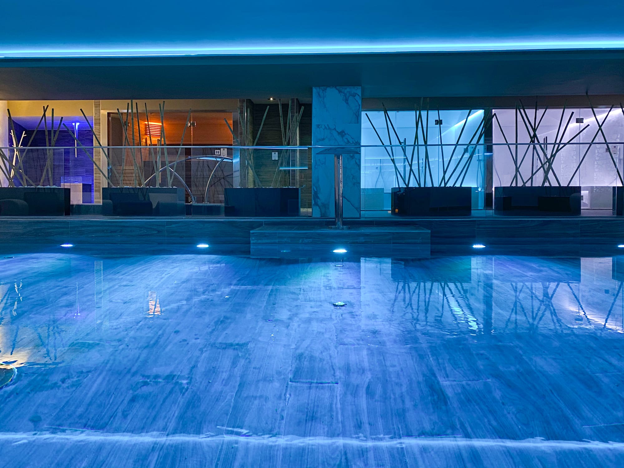 a pool in a building