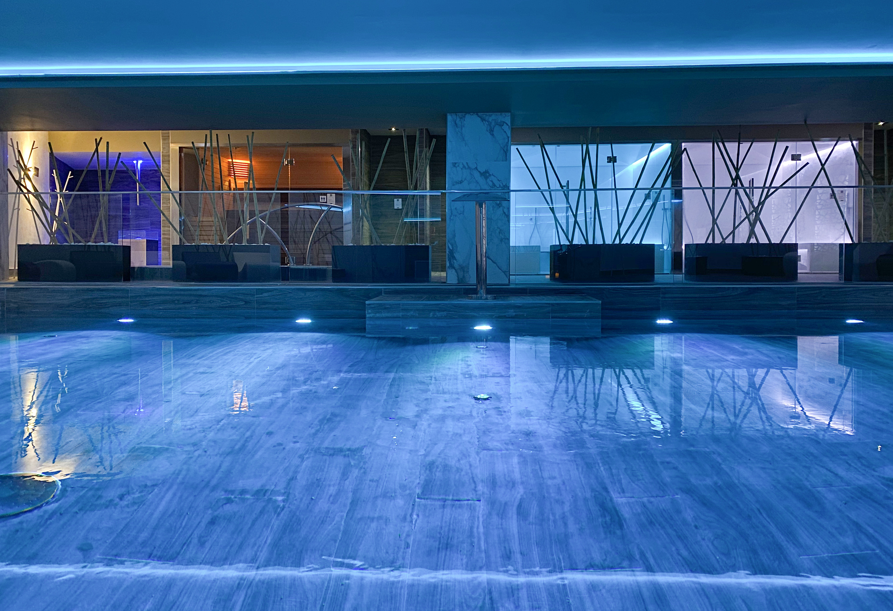 a pool in a building