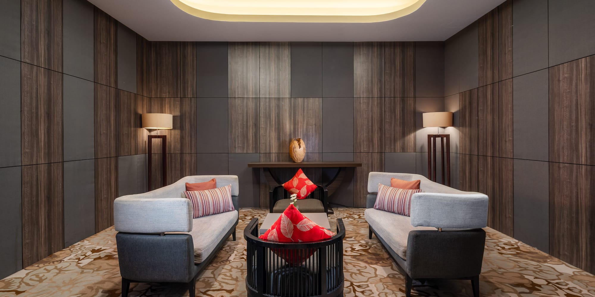 a room with couches and a table