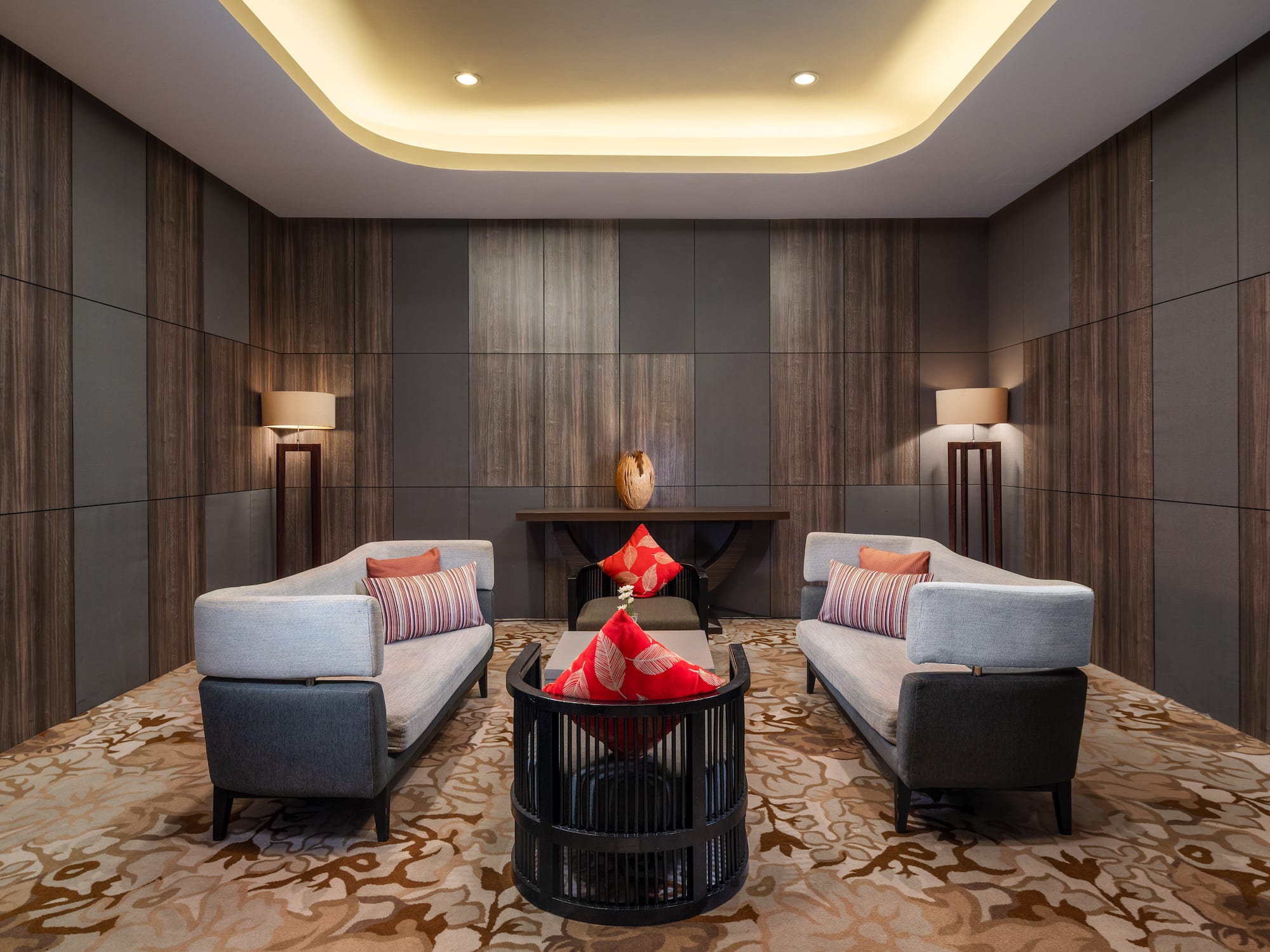 a room with couches and a table