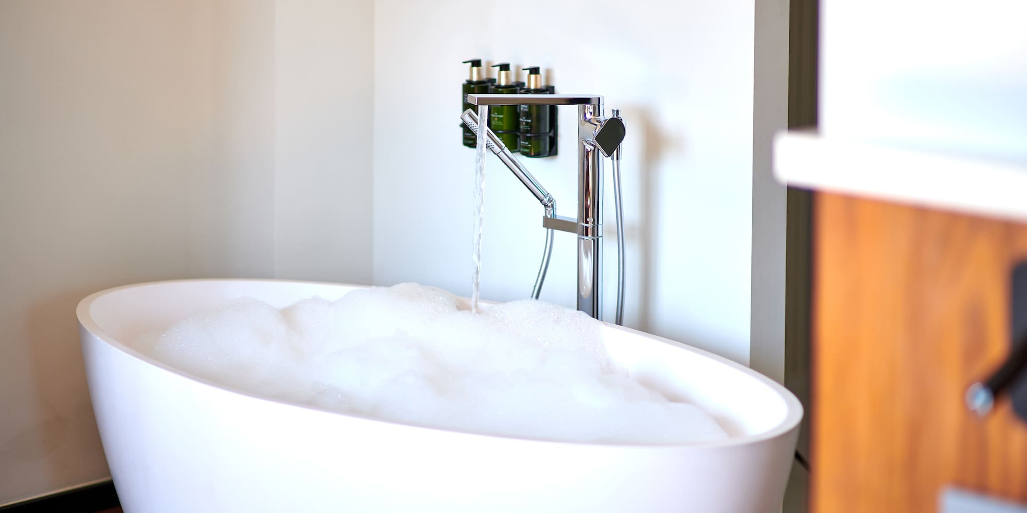 a bathtub with bubbles in it