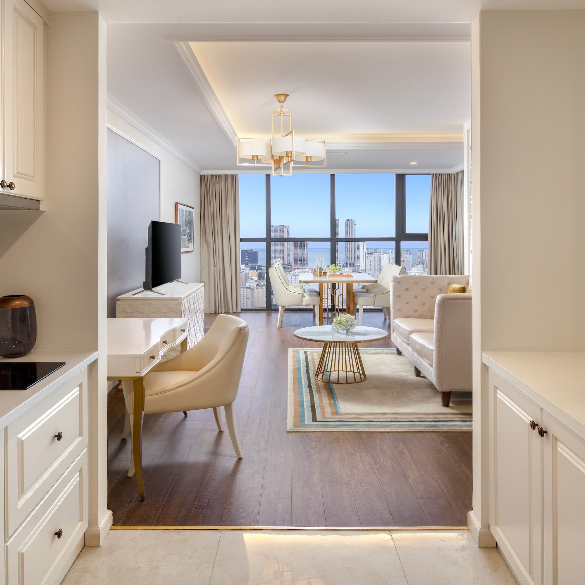 a room with a view of a city