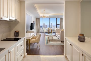 a room with a view of a city