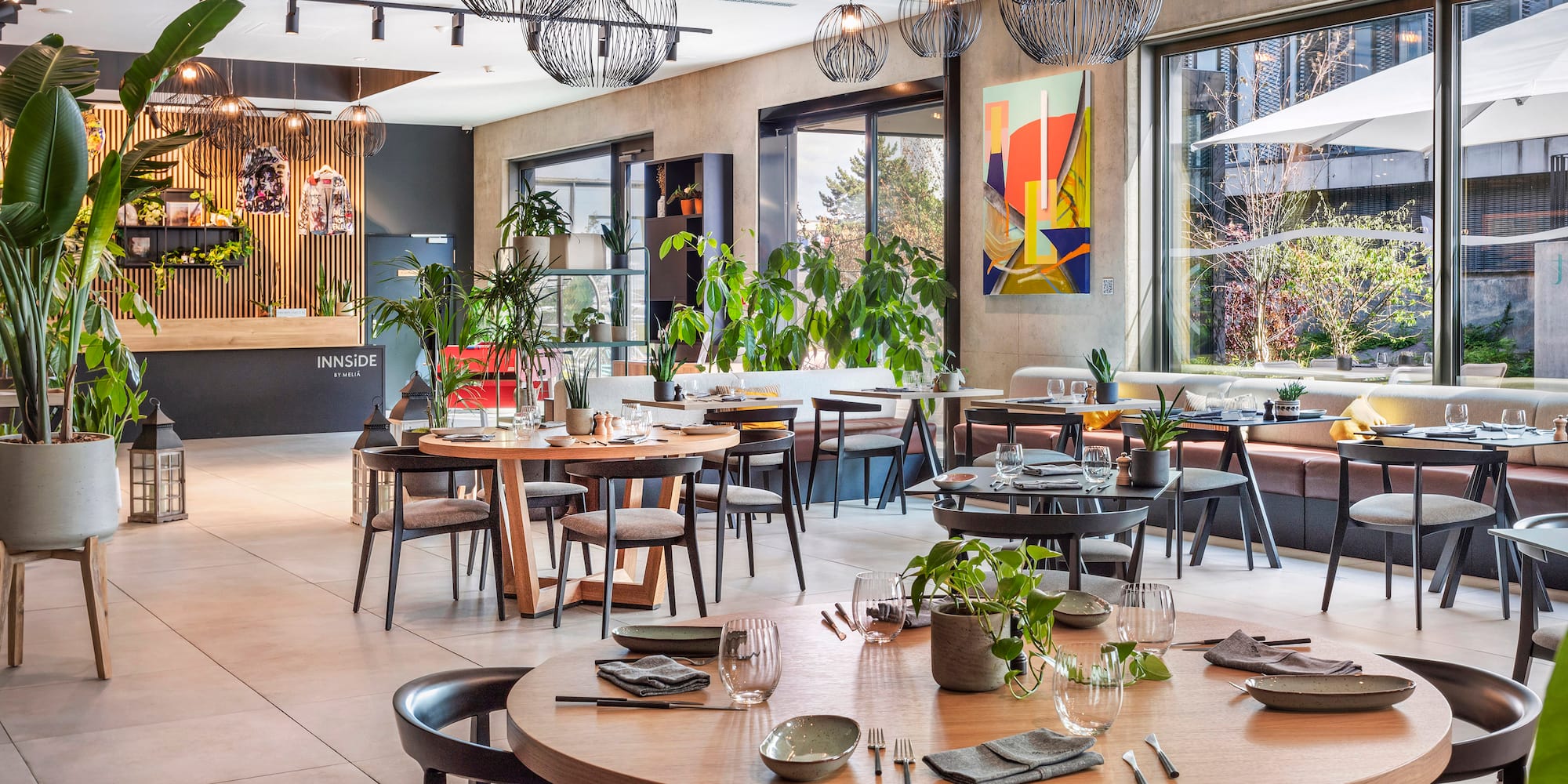 a restaurant with tables and chairs