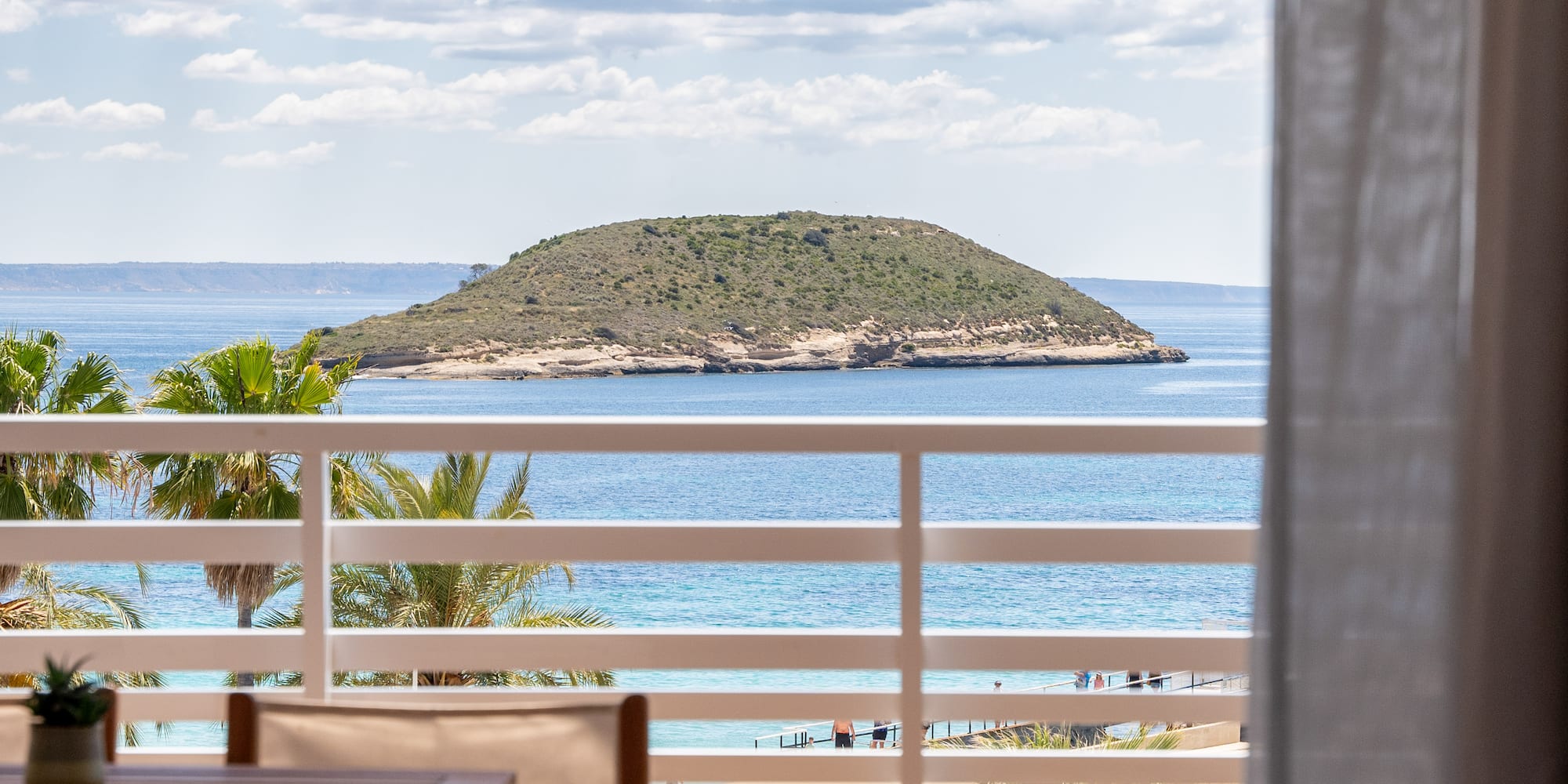 a view of an island from a balcony