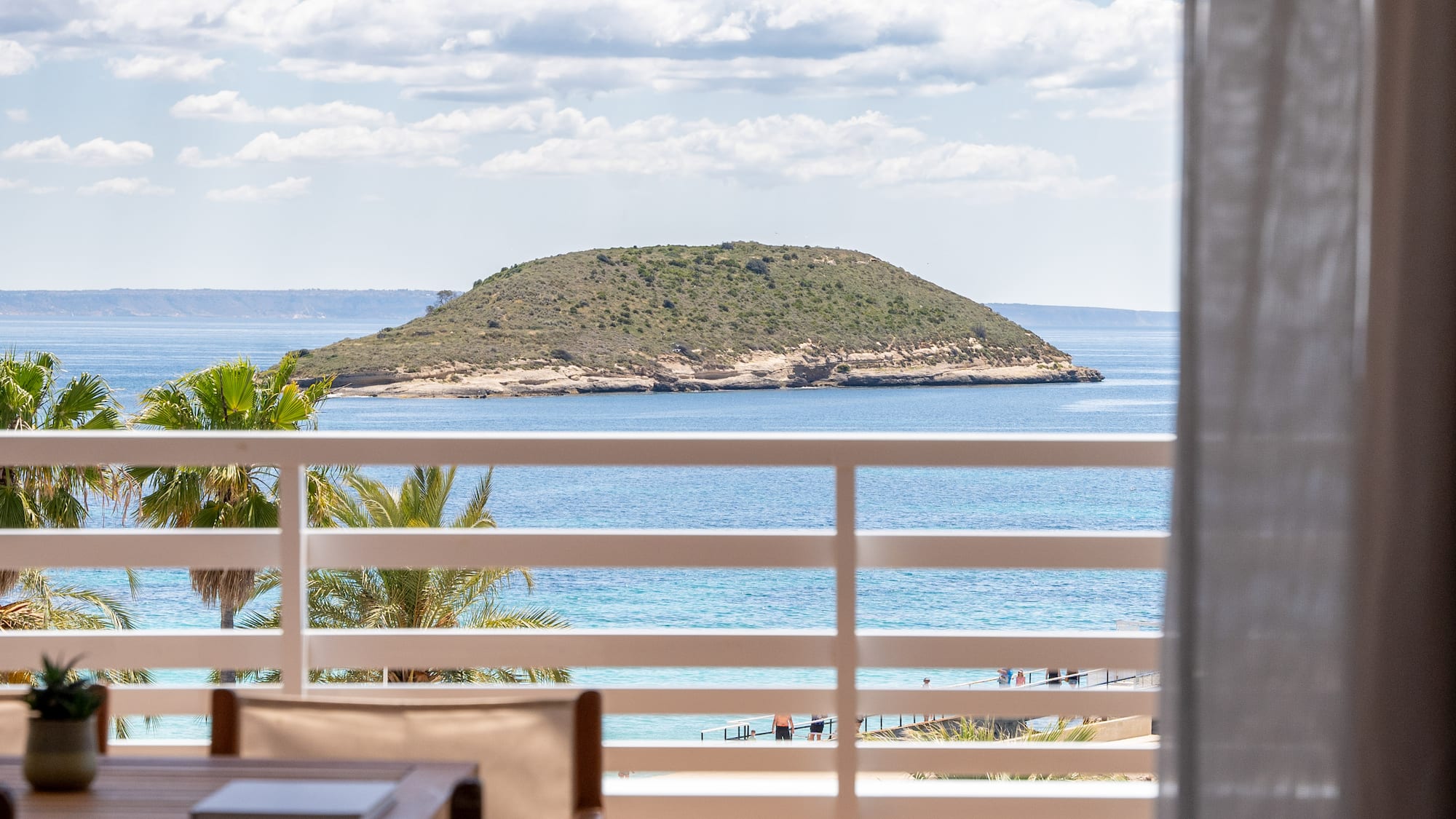 a view of an island from a balcony