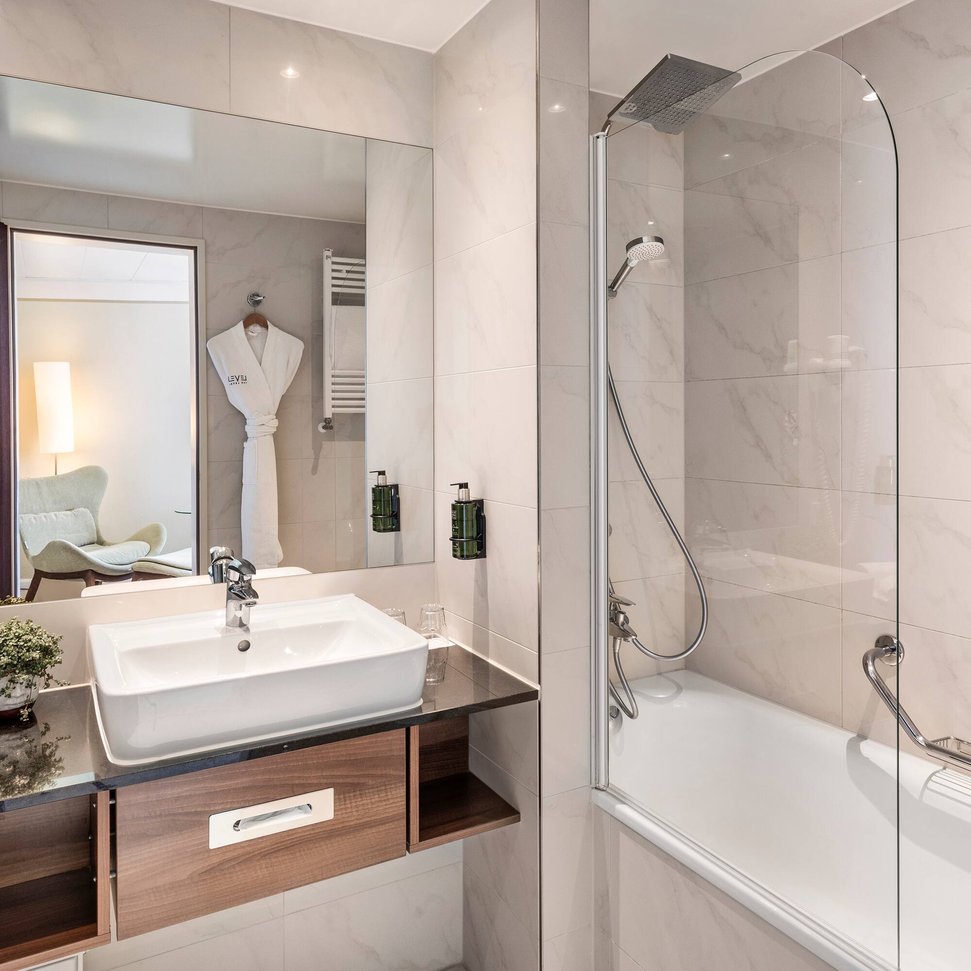 a bathroom with a sink and a bathtub