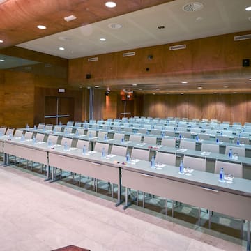 a room with tables and chairs