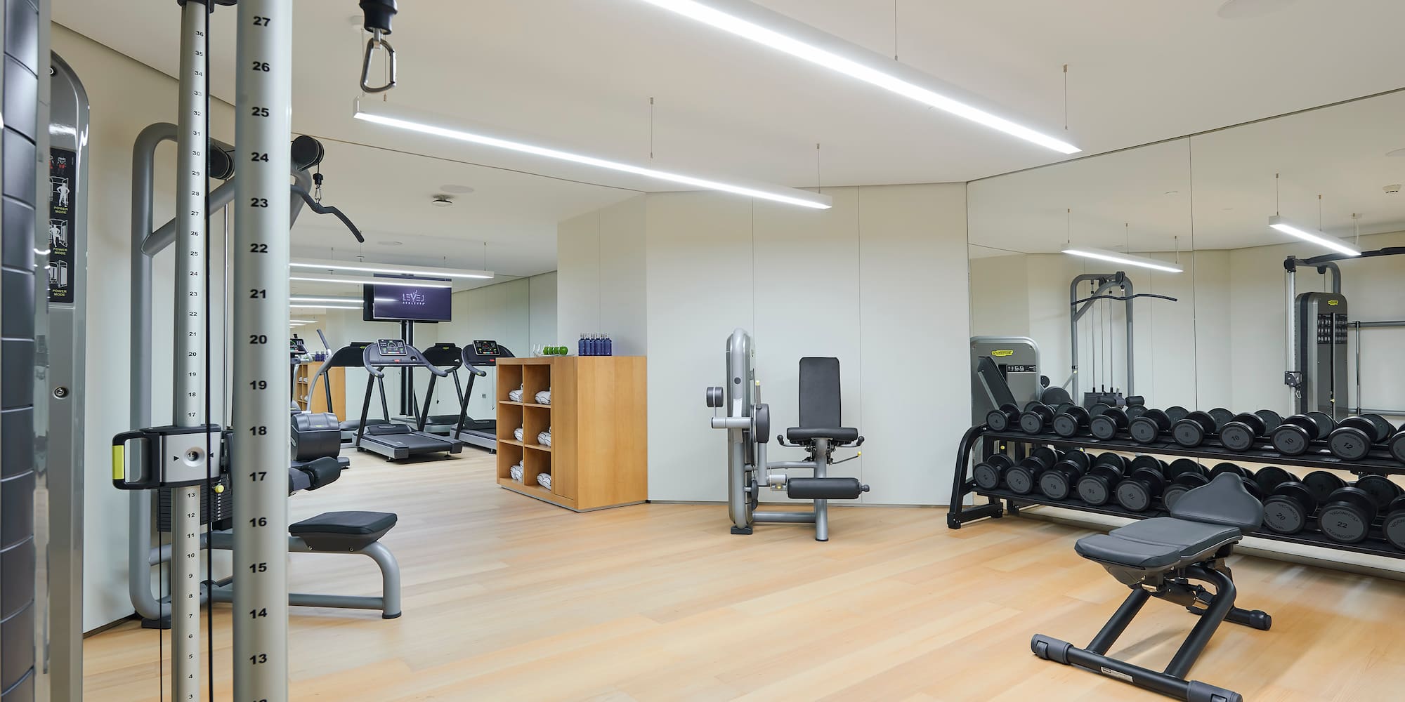 a room with exercise equipment
