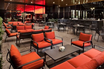 a room with tables and chairs