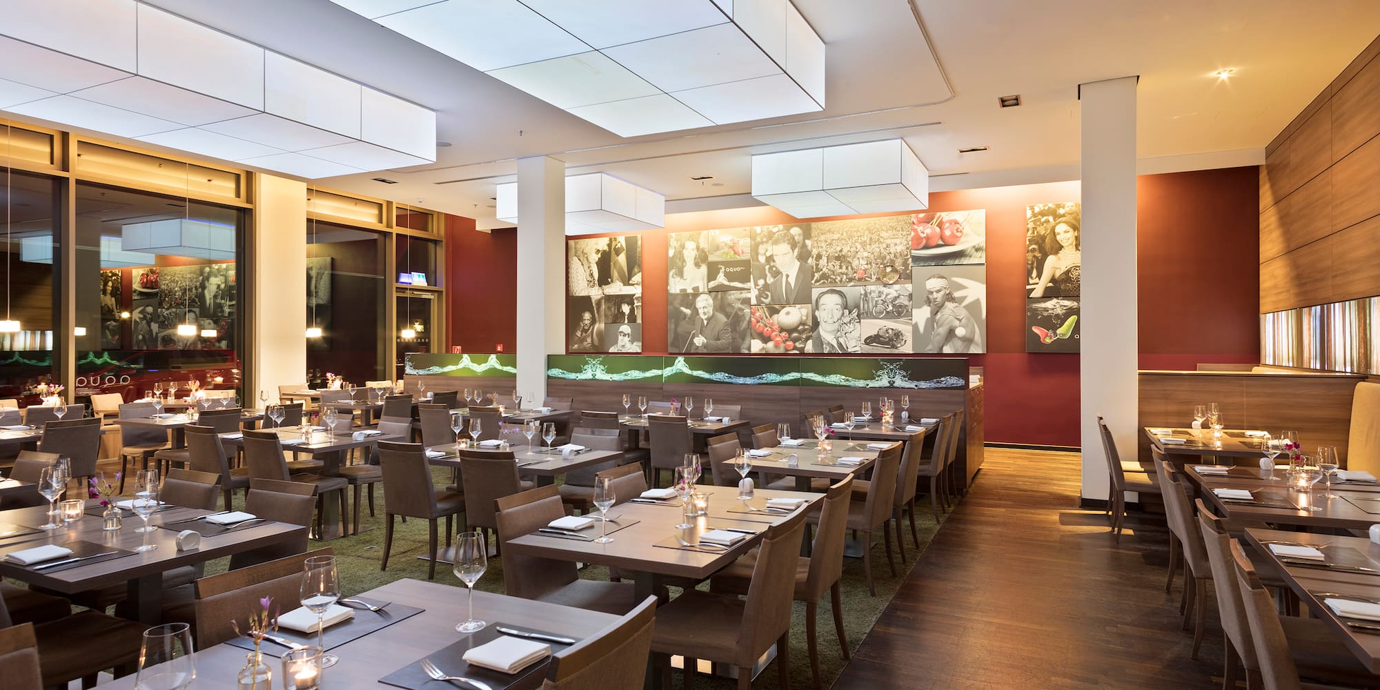 a restaurant with tables and chairs