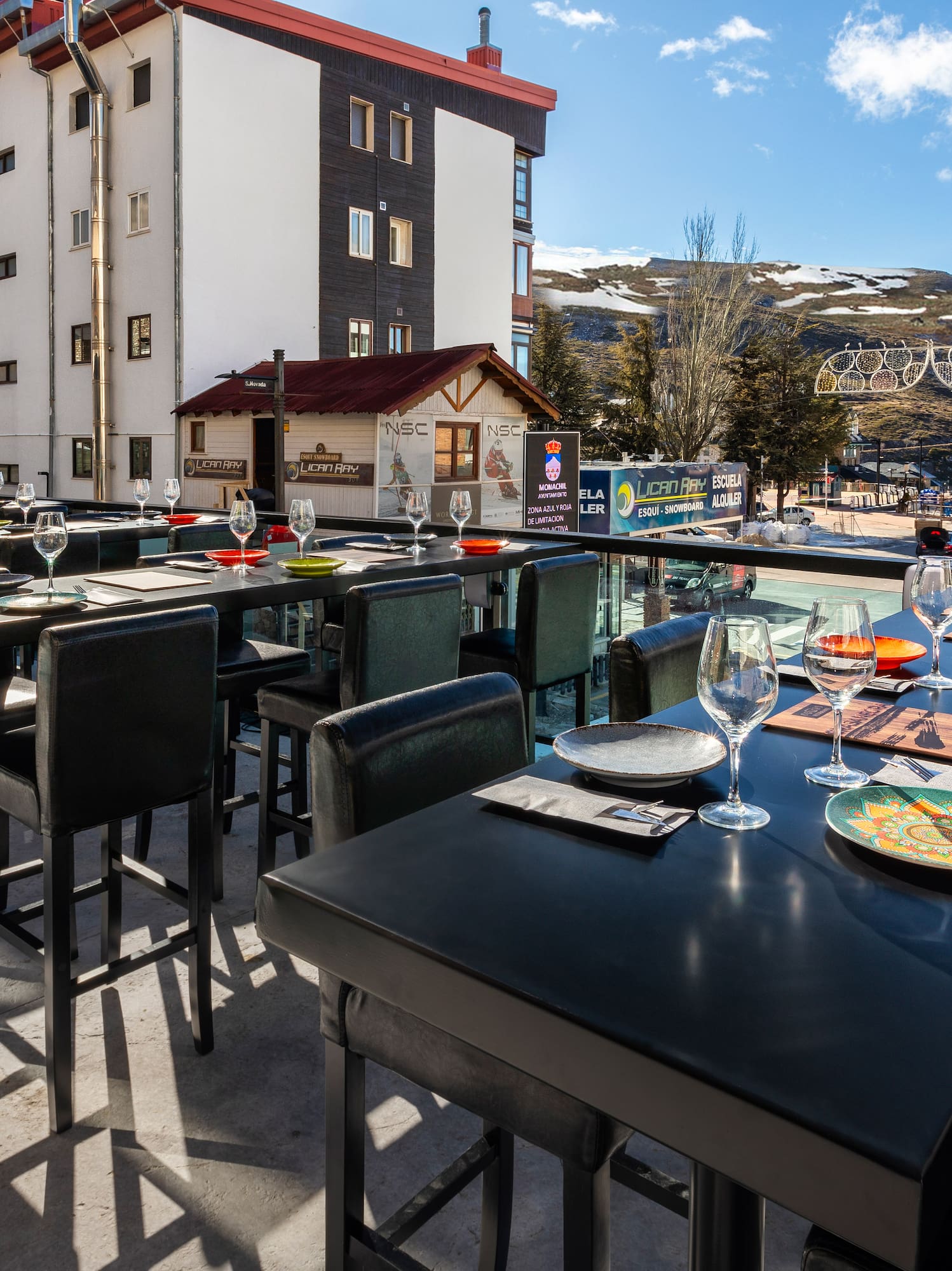 a table set up for a restaurant
