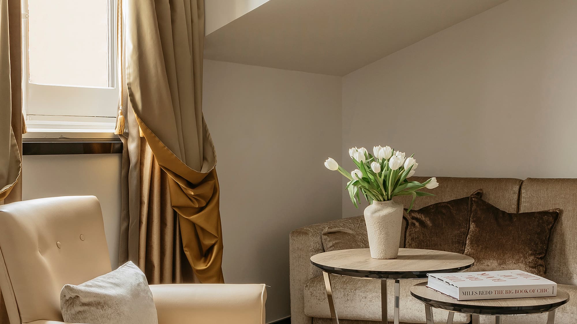 a room with a couch and a table