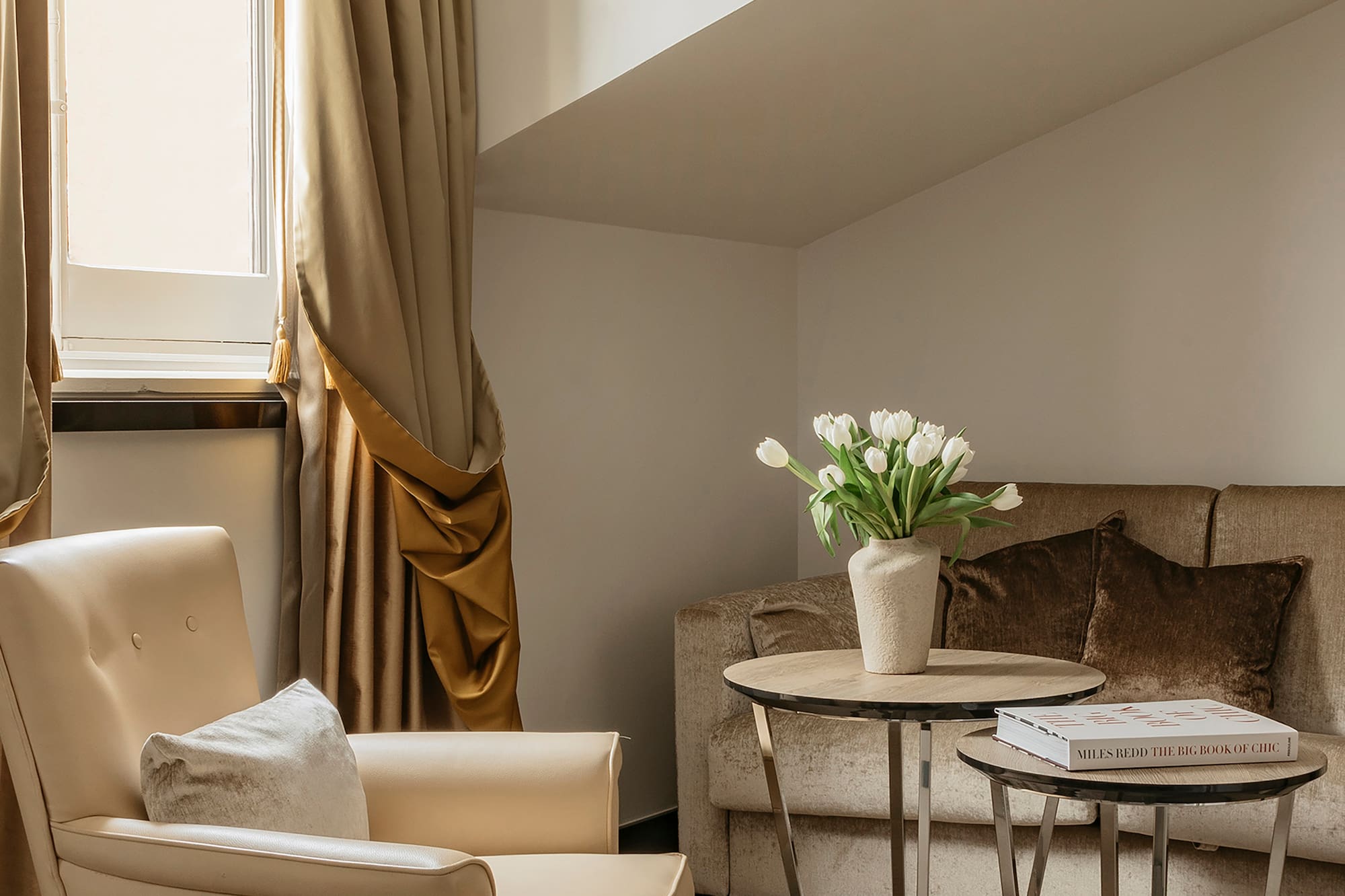 a room with a couch and a table