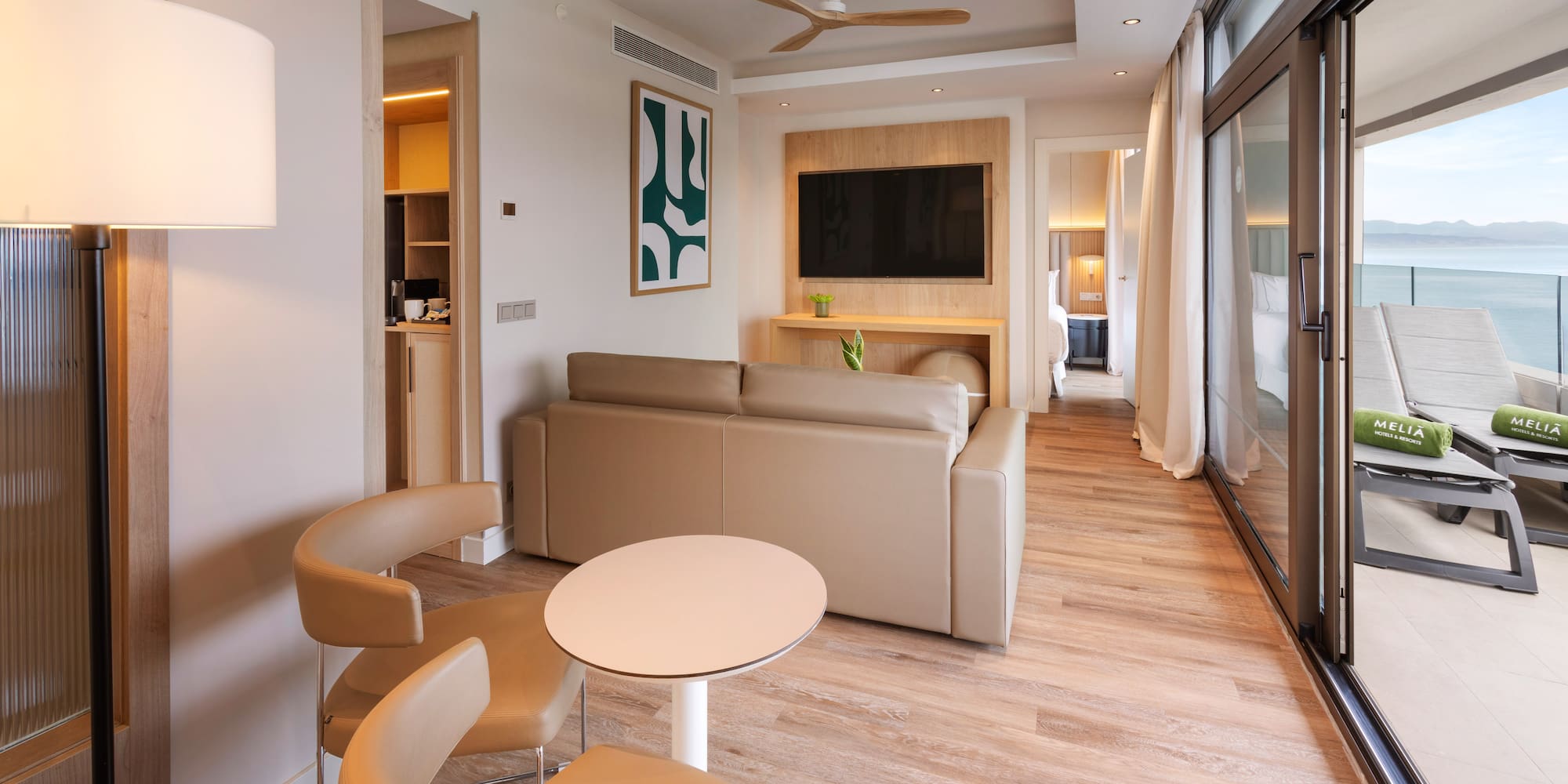 a room with a couch and a table