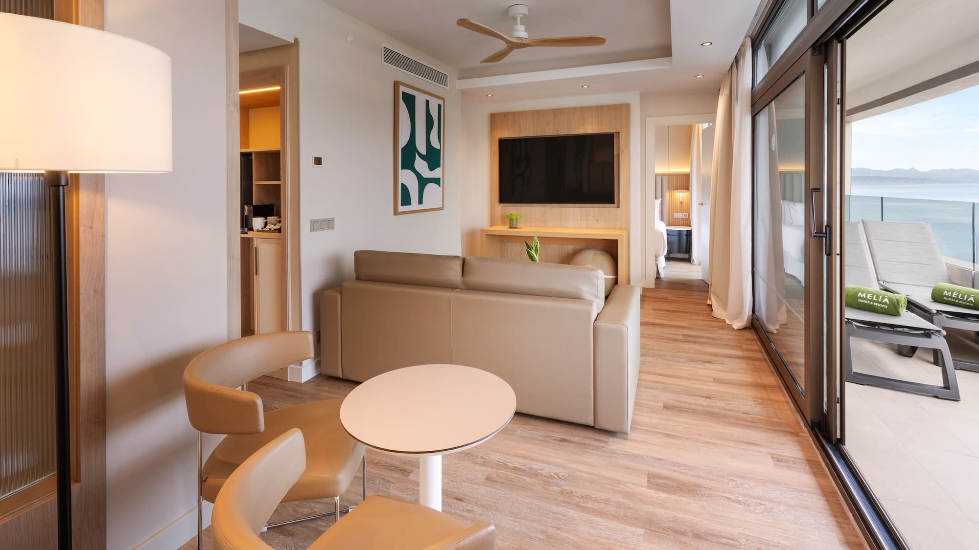 a room with a couch and a table