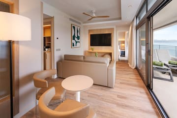 a room with a couch and a table