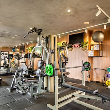 a gym with exercise equipment