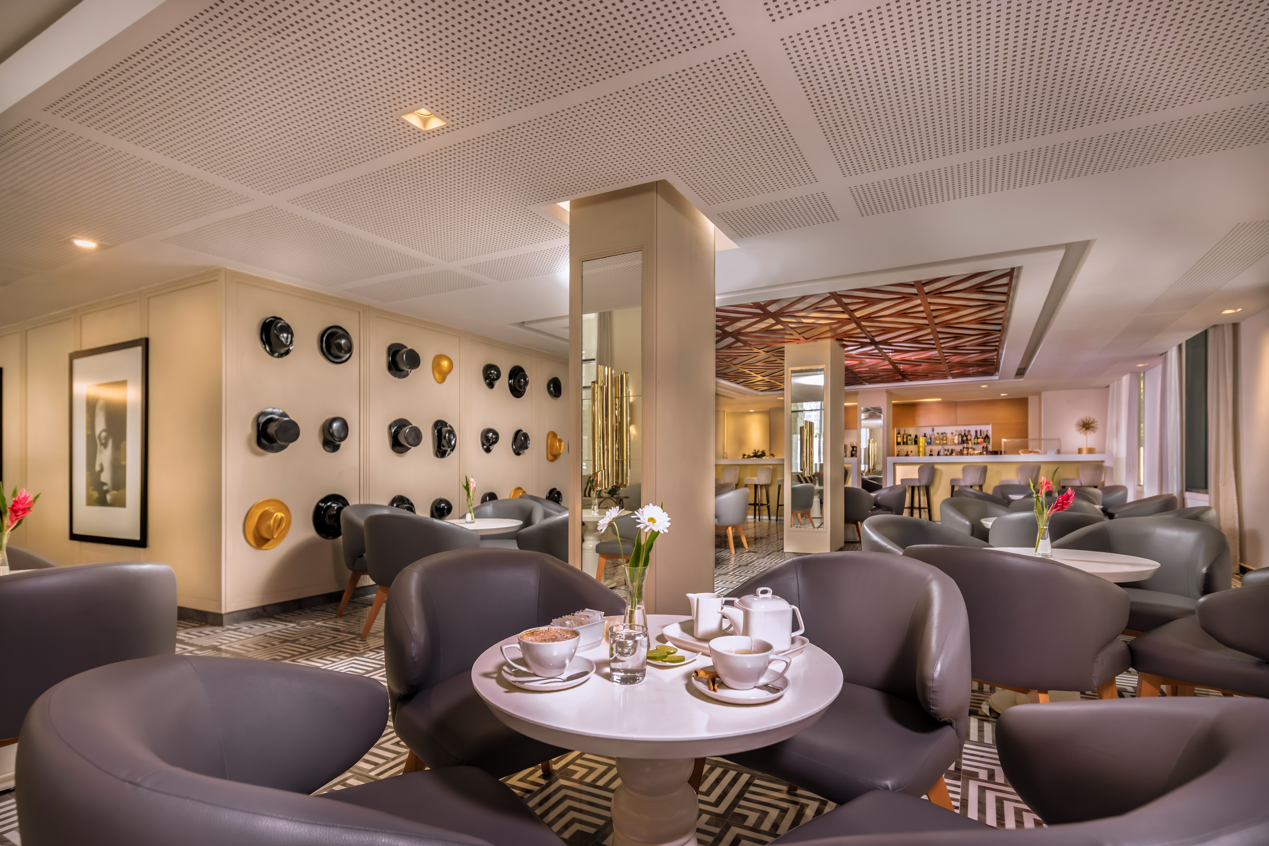 a room with a table and chairs