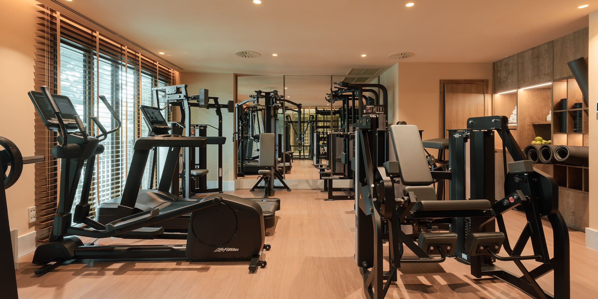 a room with exercise equipment