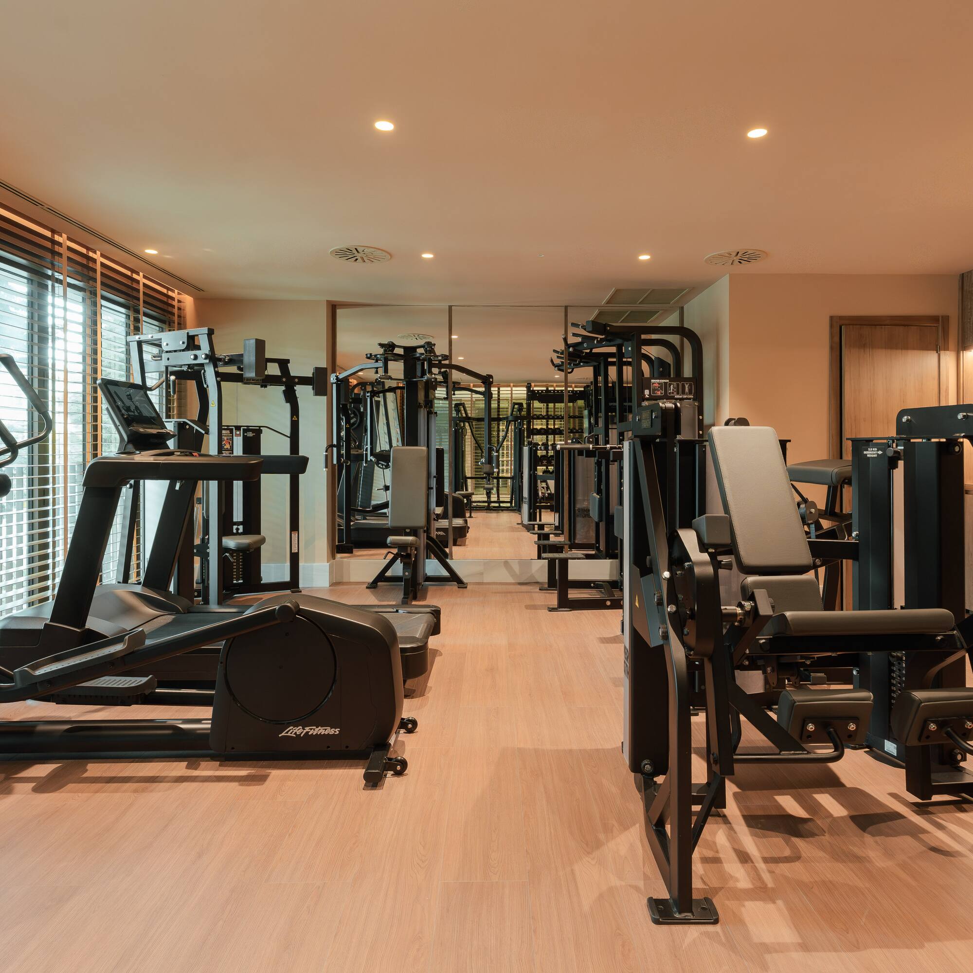a room with exercise equipment
