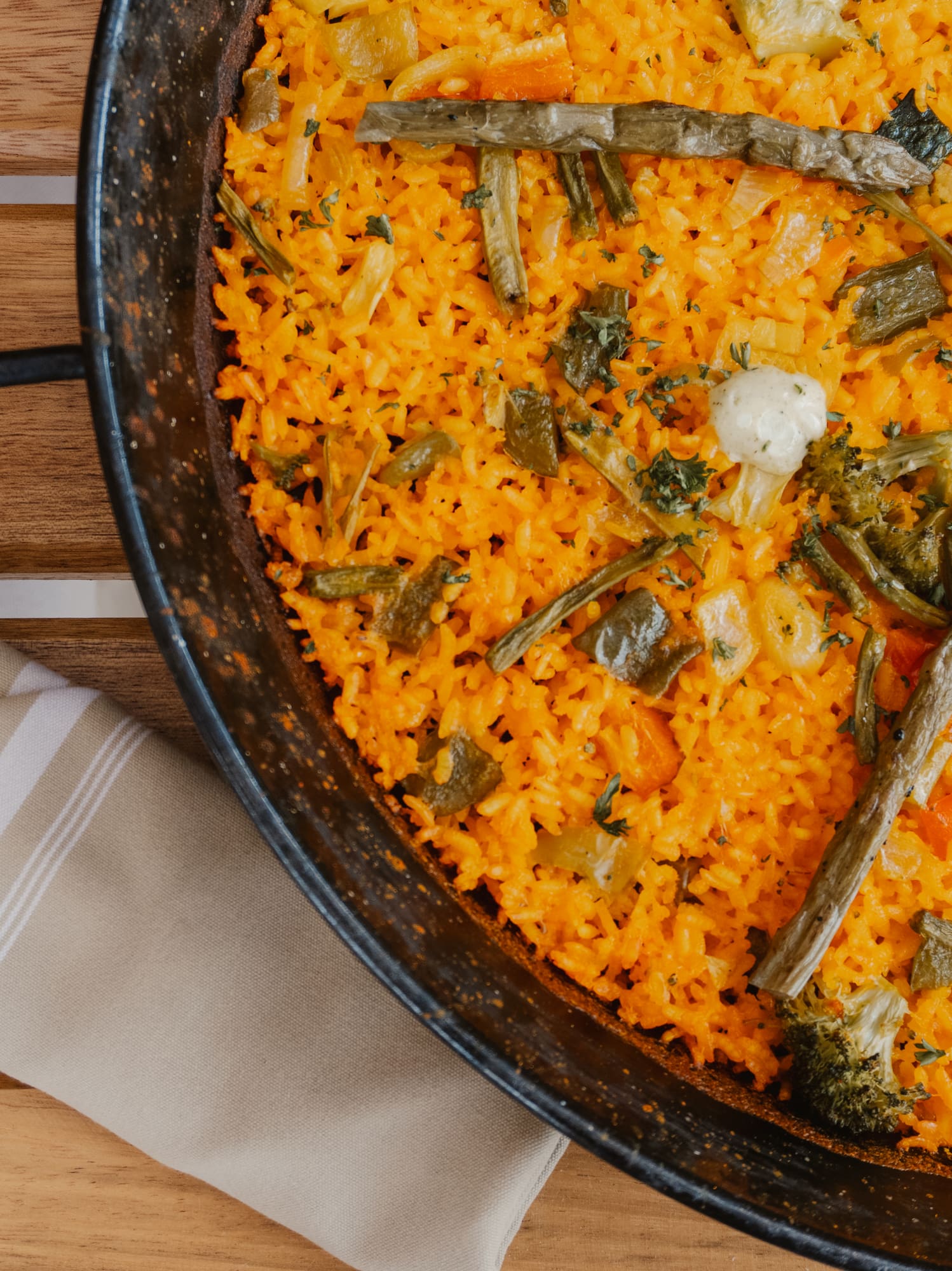 a pan of food on a table