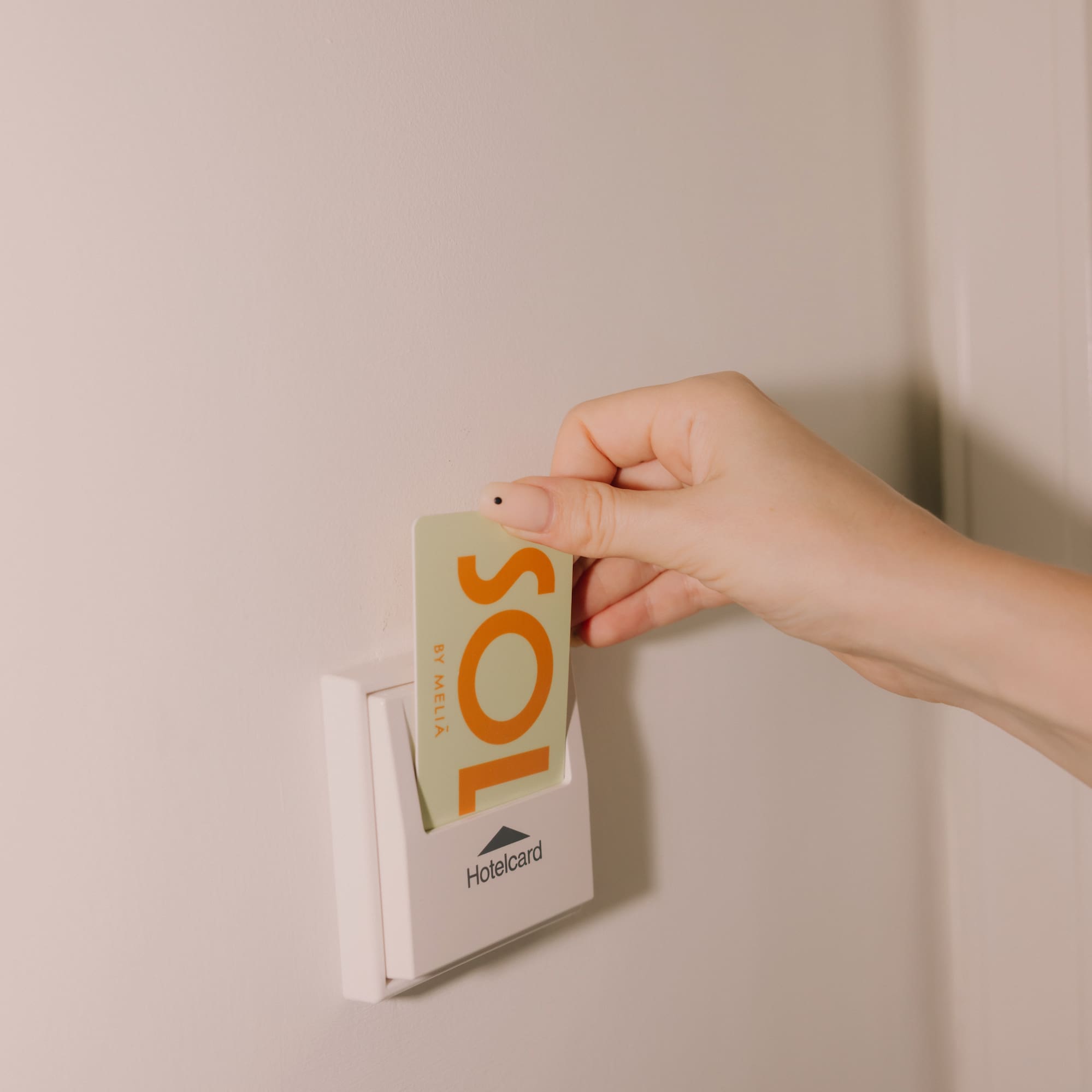 a hand holding a card in a white box
