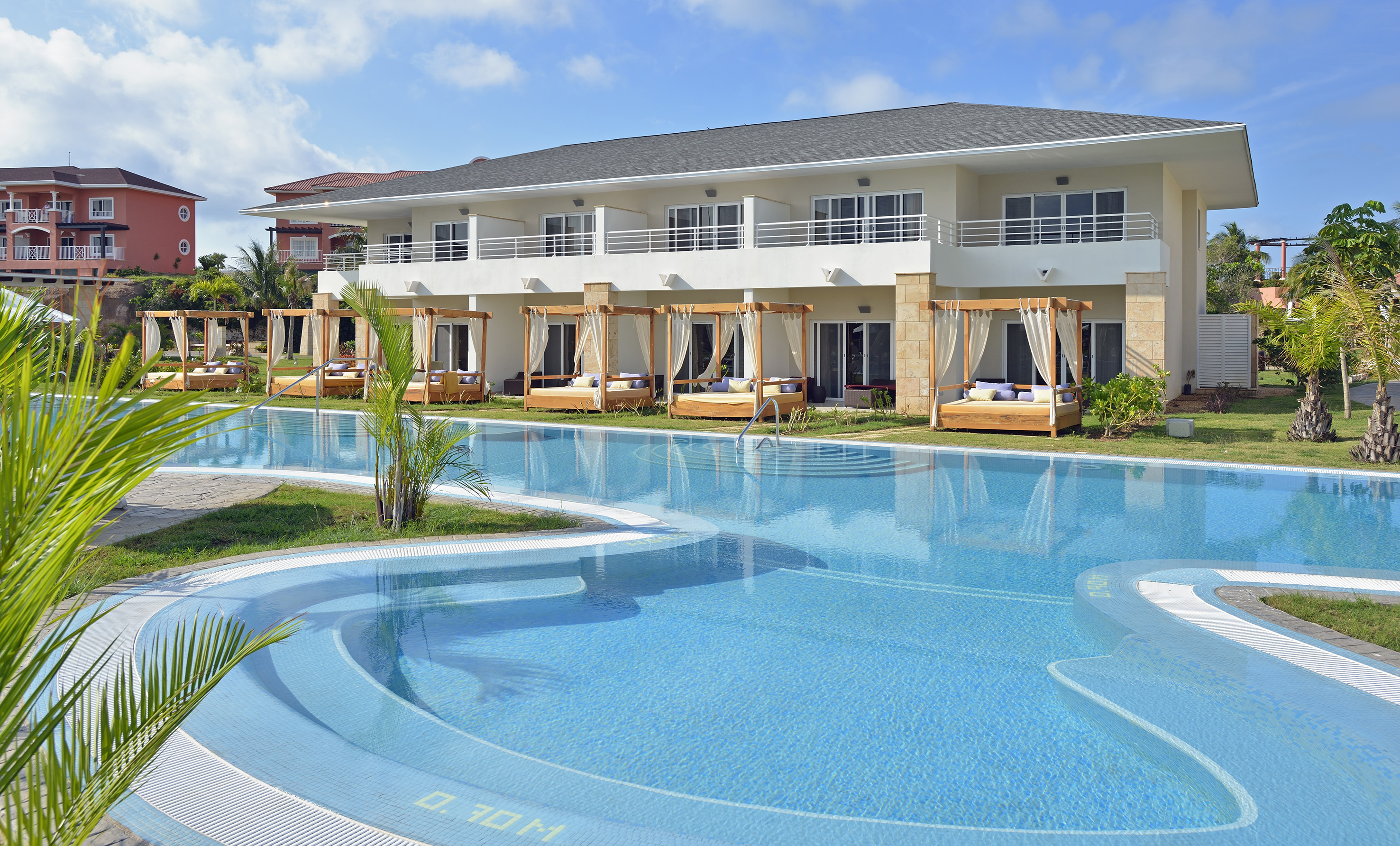 a swimming pool and a building
