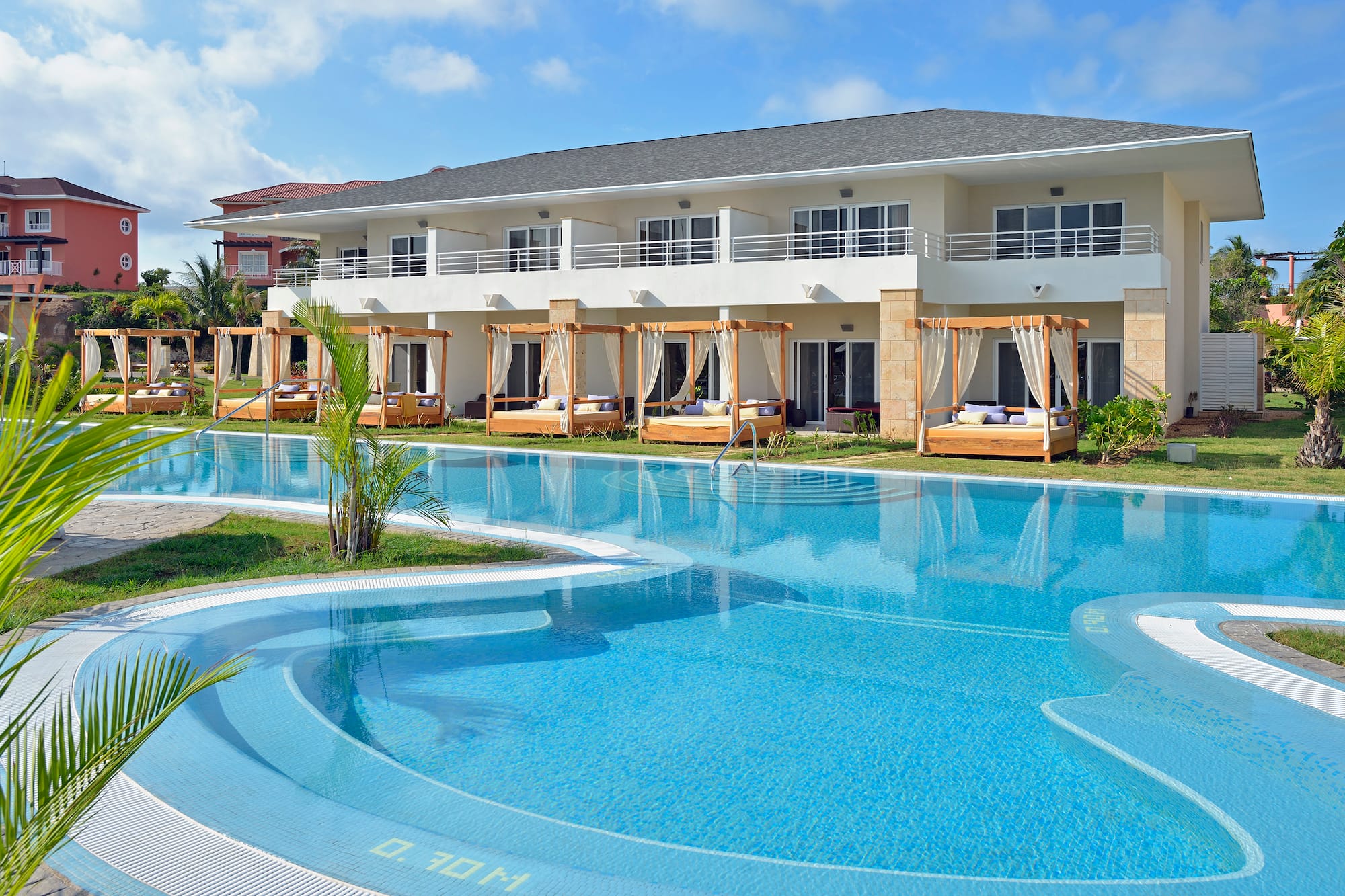 a swimming pool and a building