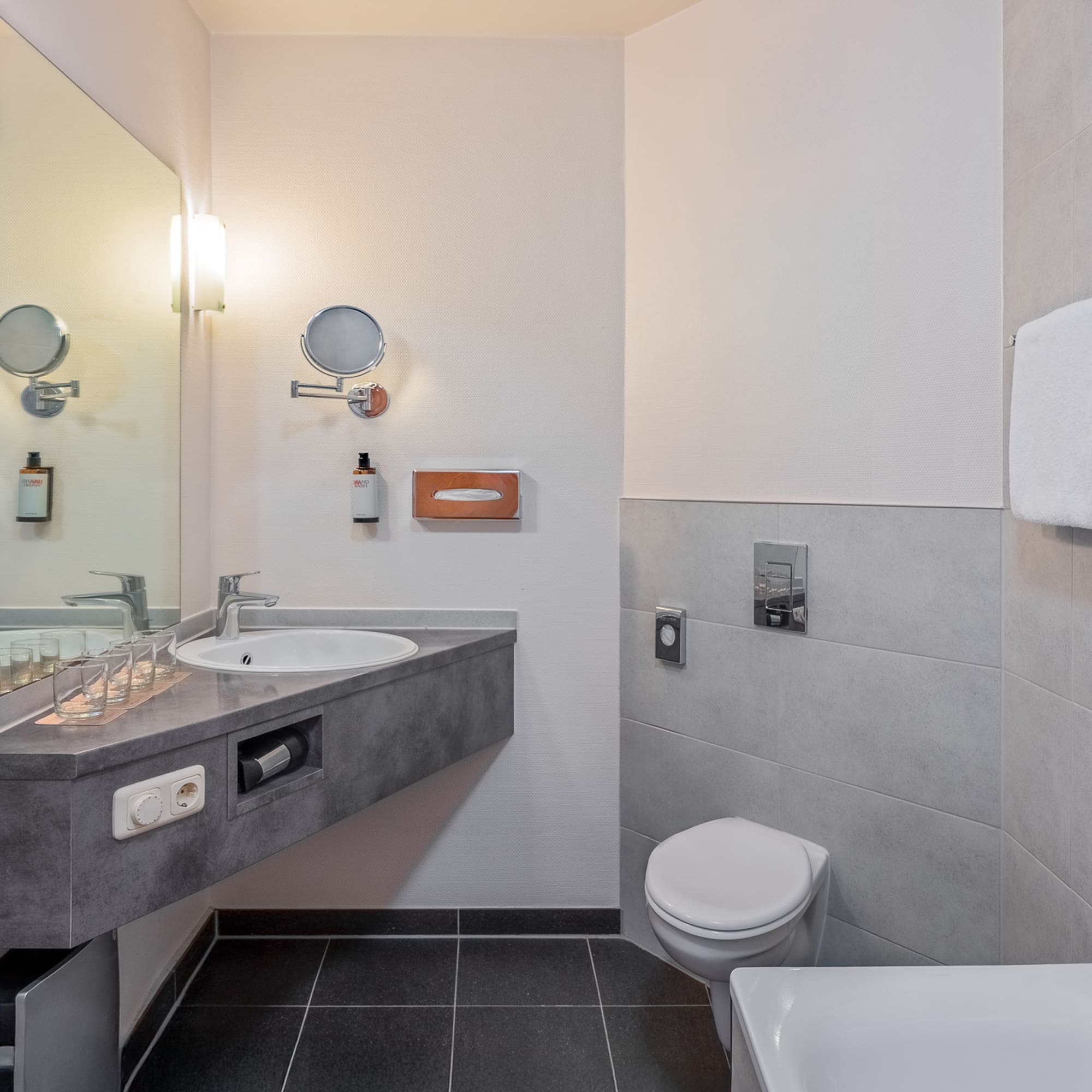 a bathroom with a sink and toilet