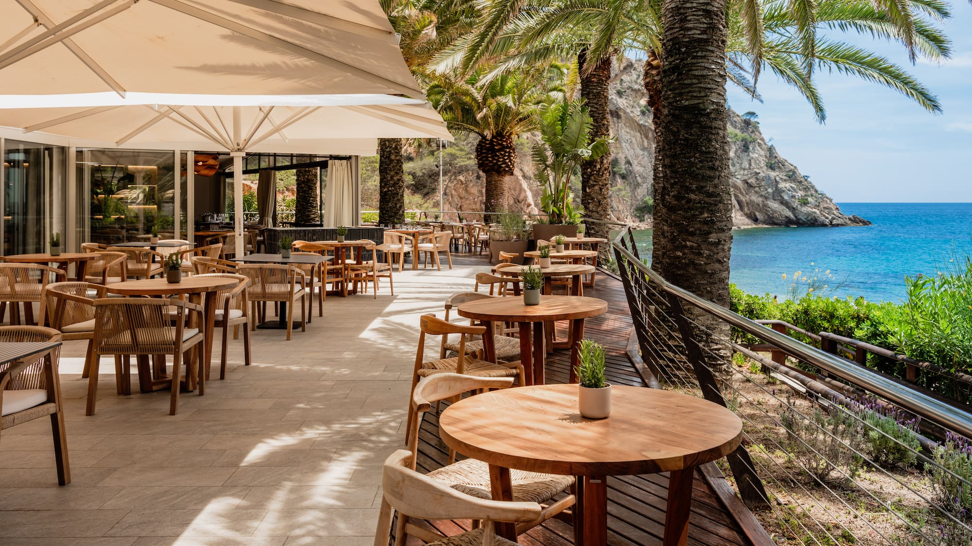 tables and chairs outside a restaurant