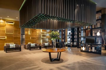 a room with a table and chairs