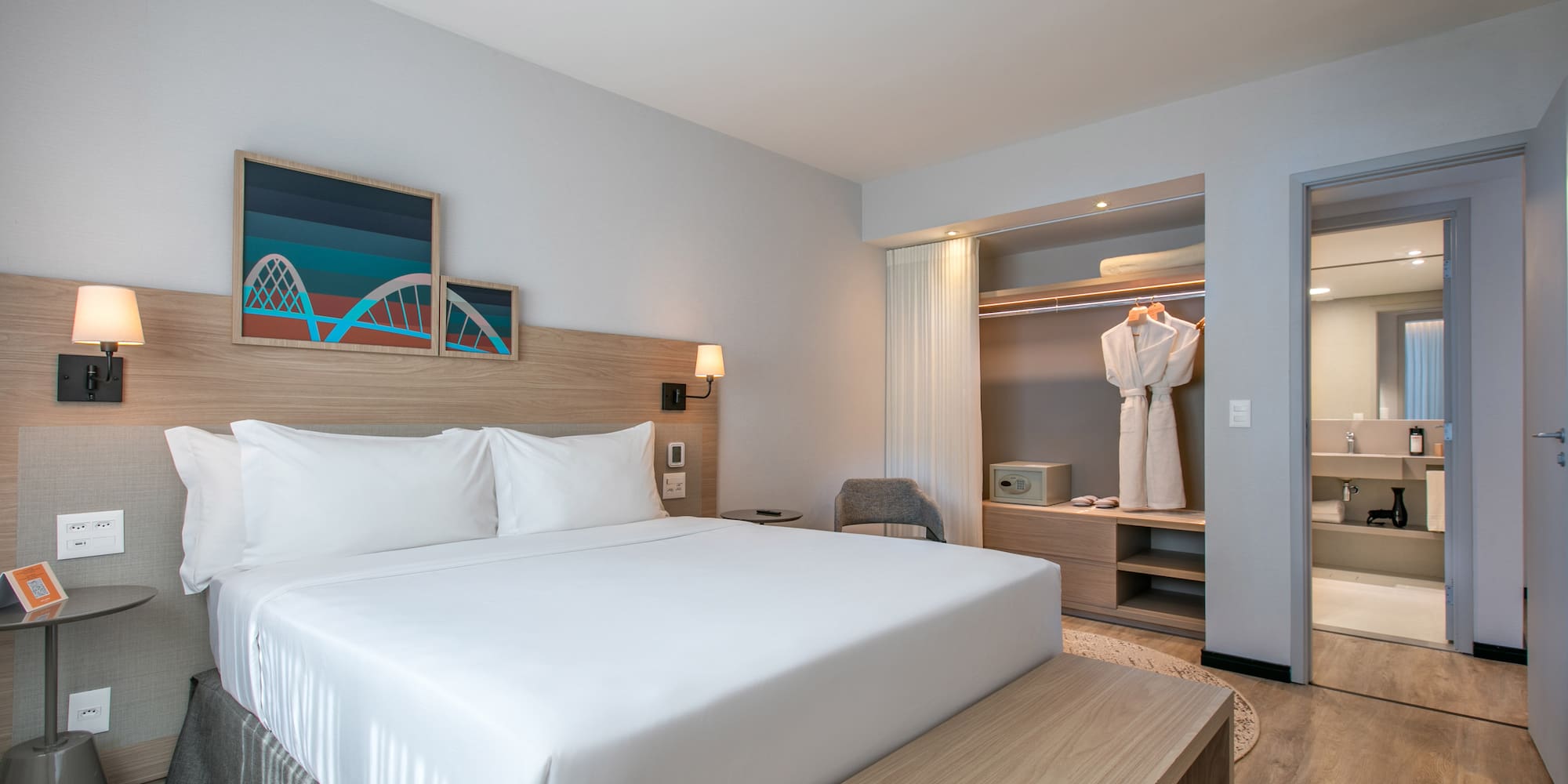 a bed in a hotel room