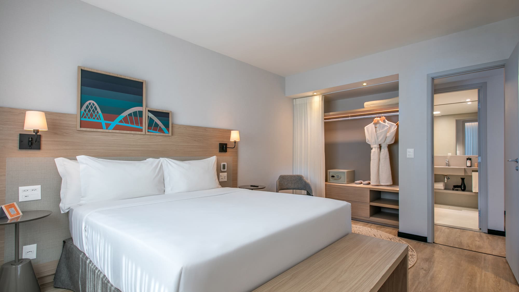 a bed in a hotel room