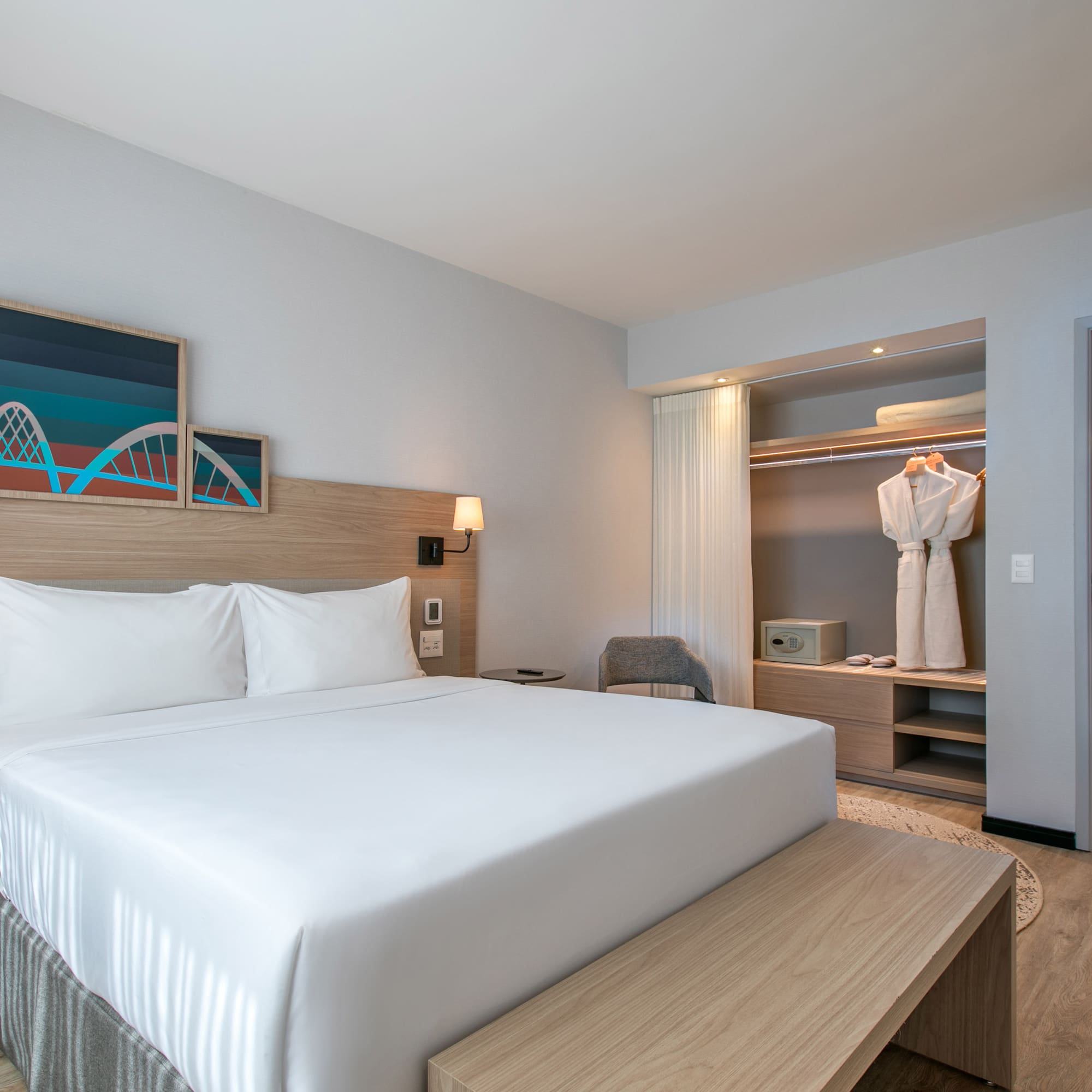 a bed in a hotel room