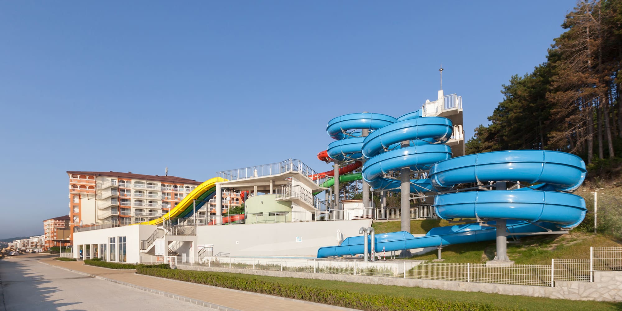 a water slide in a park