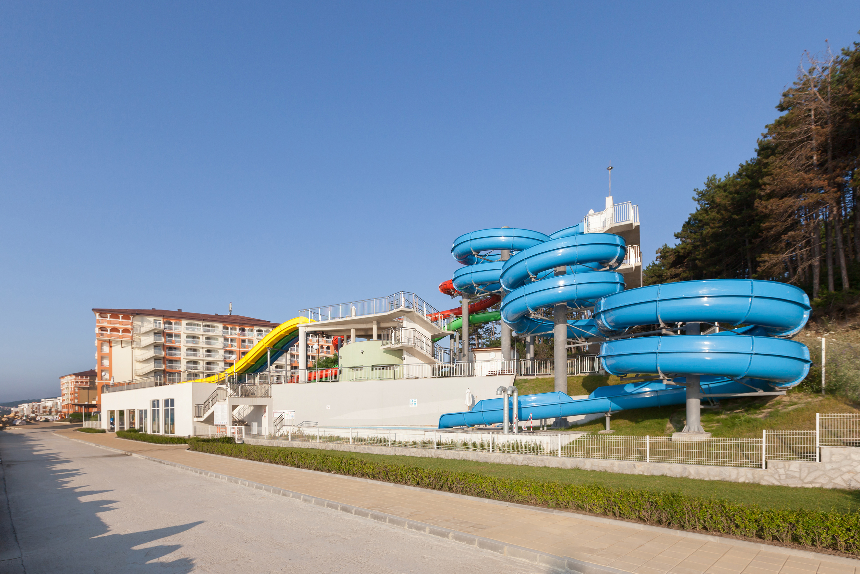 a water slide in a park