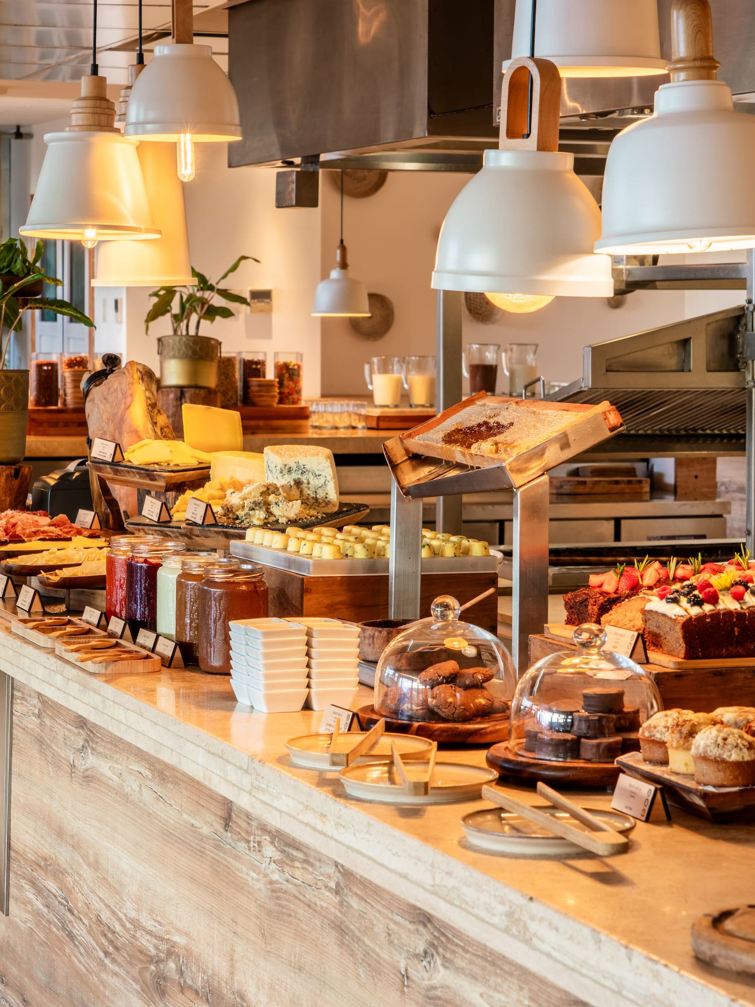 a counter with food on it