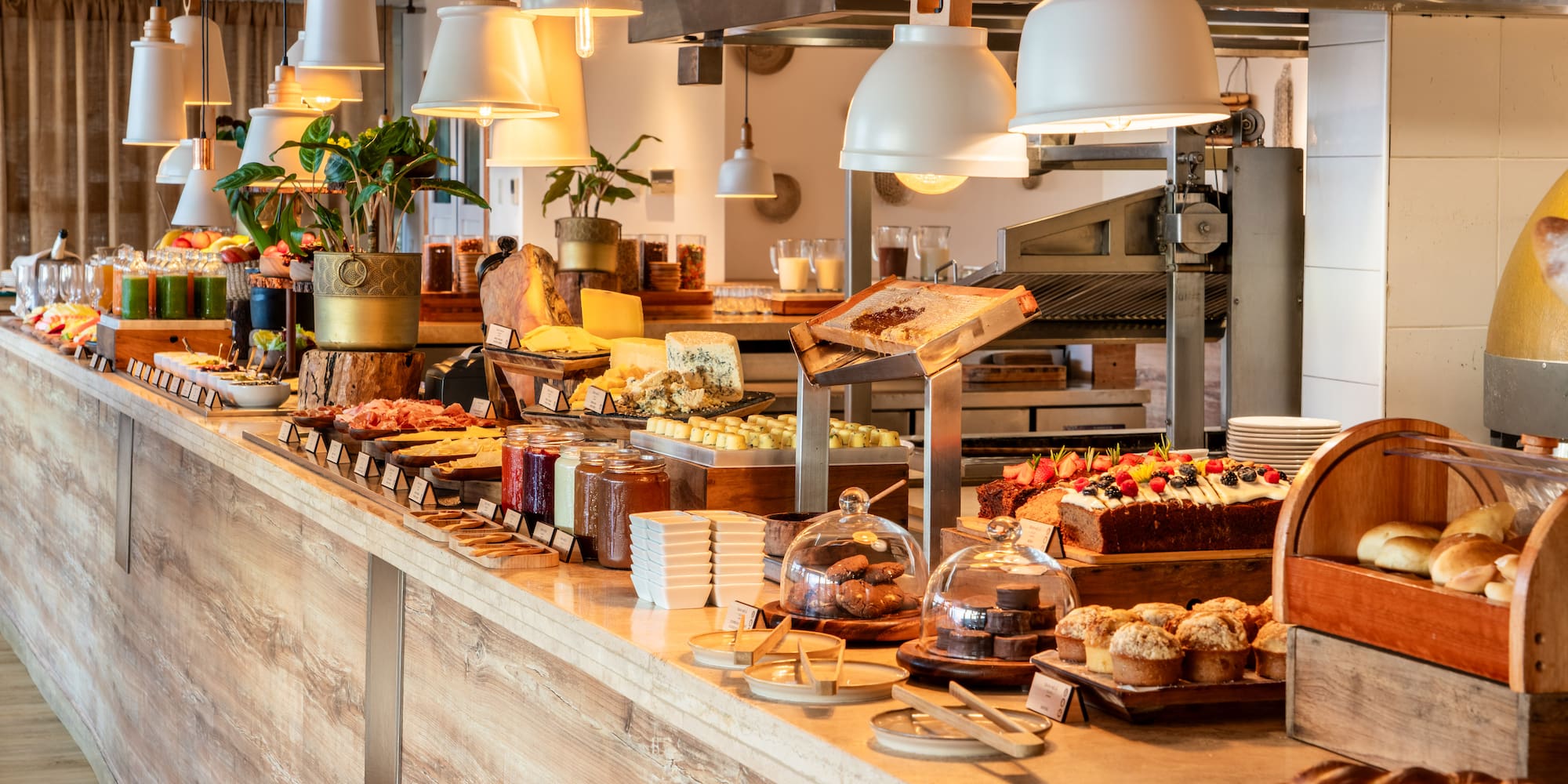 a counter with food on it