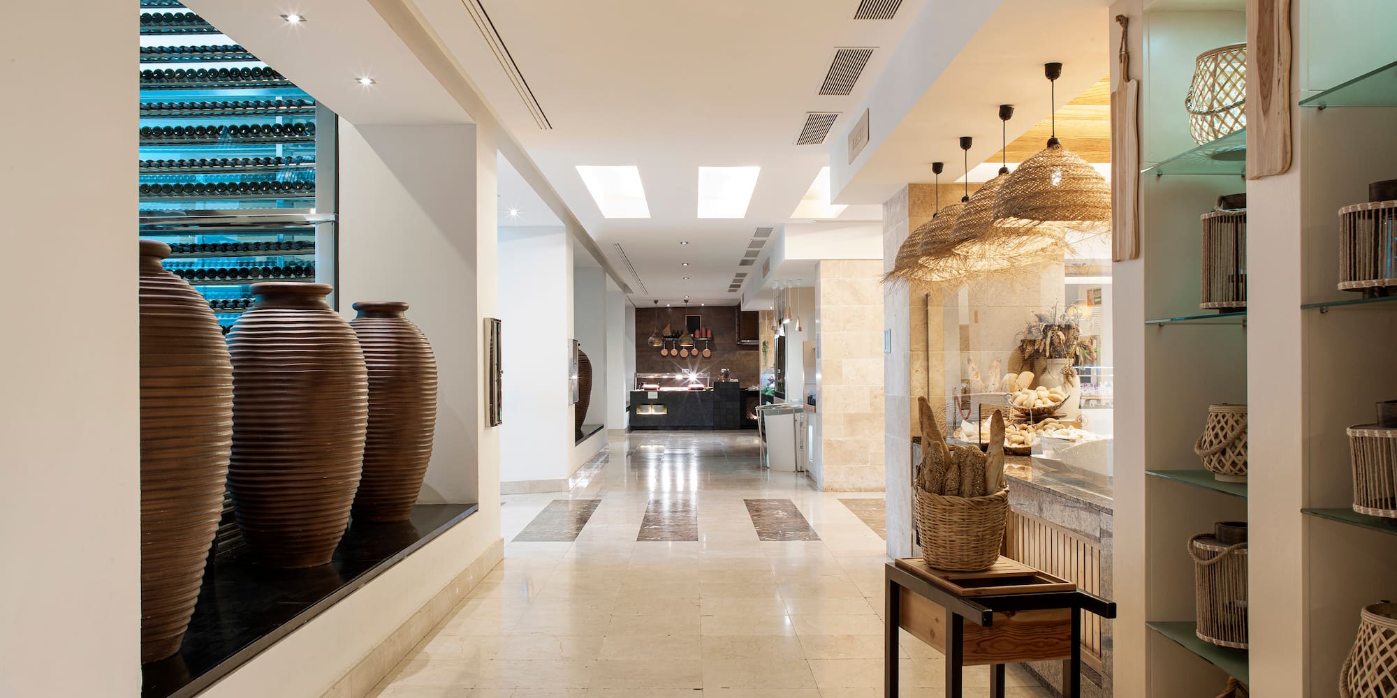 a large vases on a shelf in a store