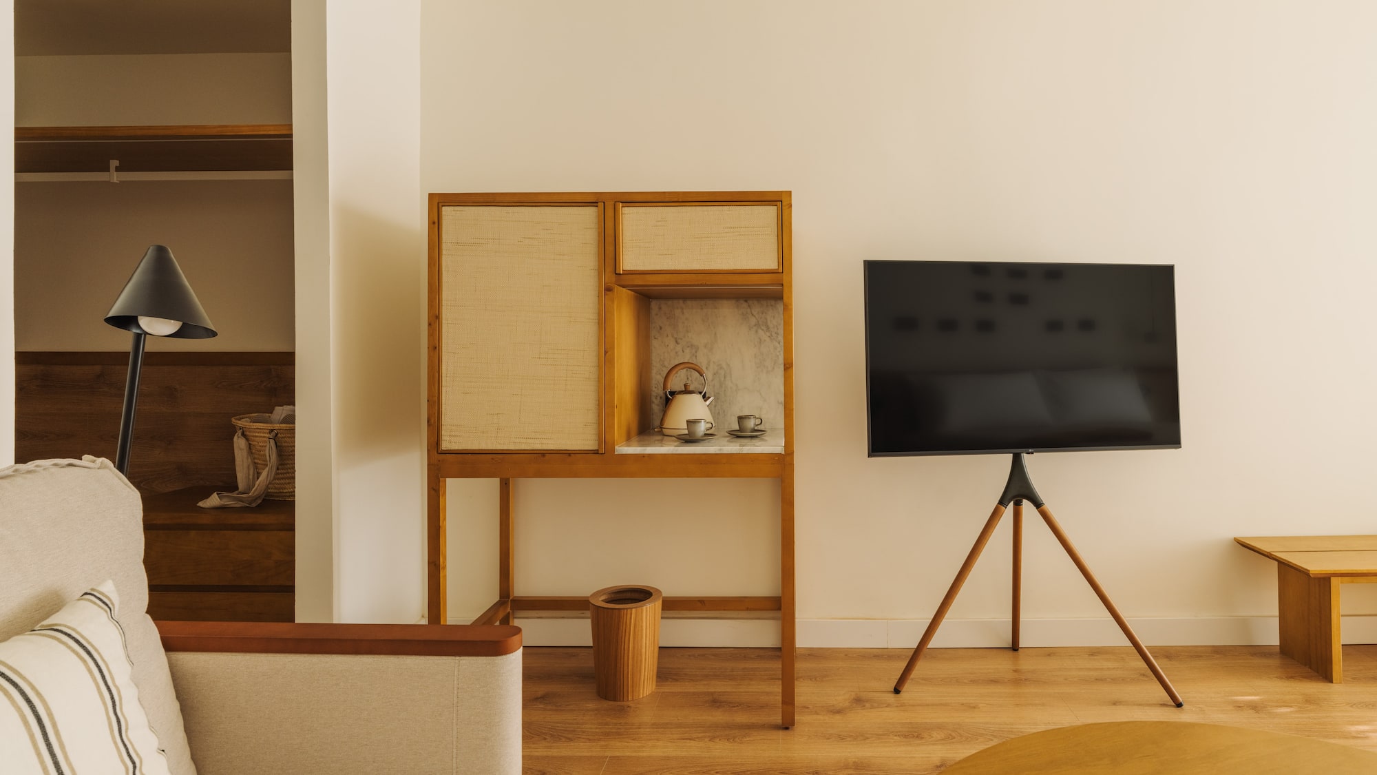 a tv on a stand in a room