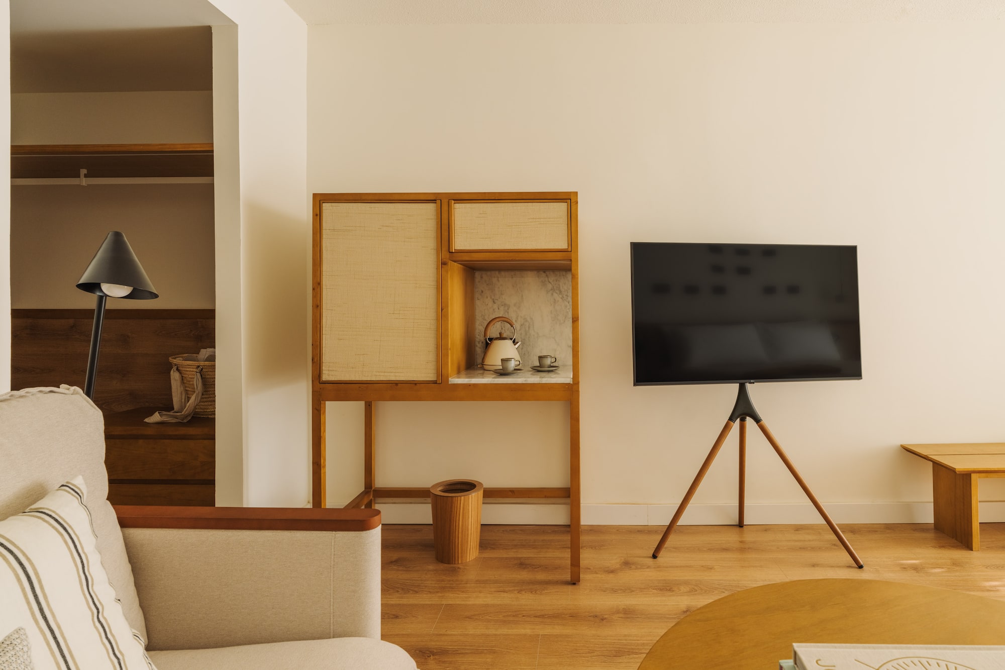 a tv on a stand in a room