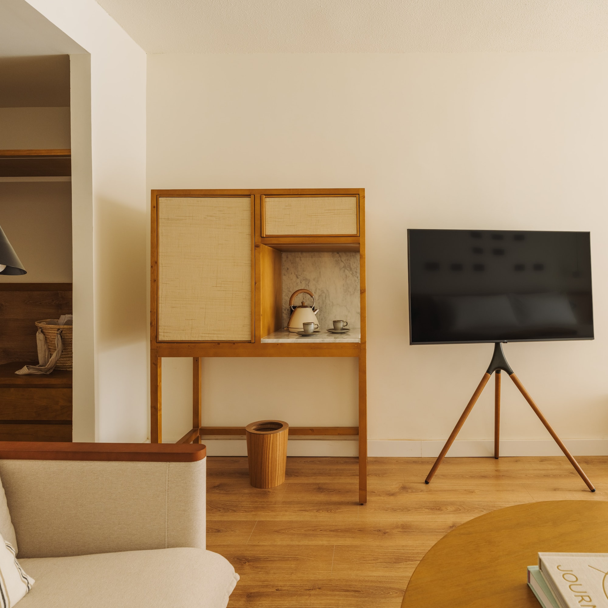 a tv on a stand in a room