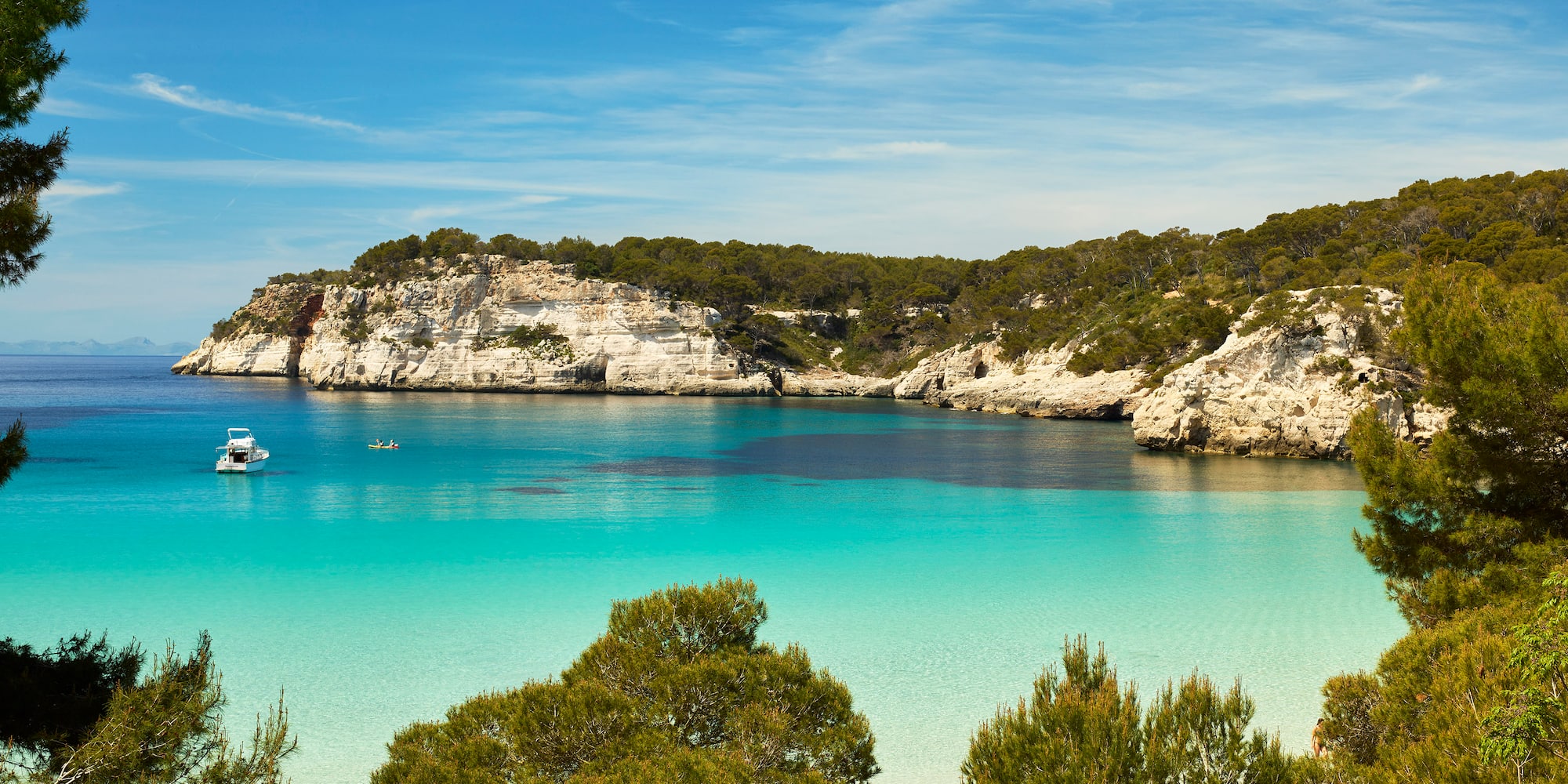 a pool with a body of water and trees